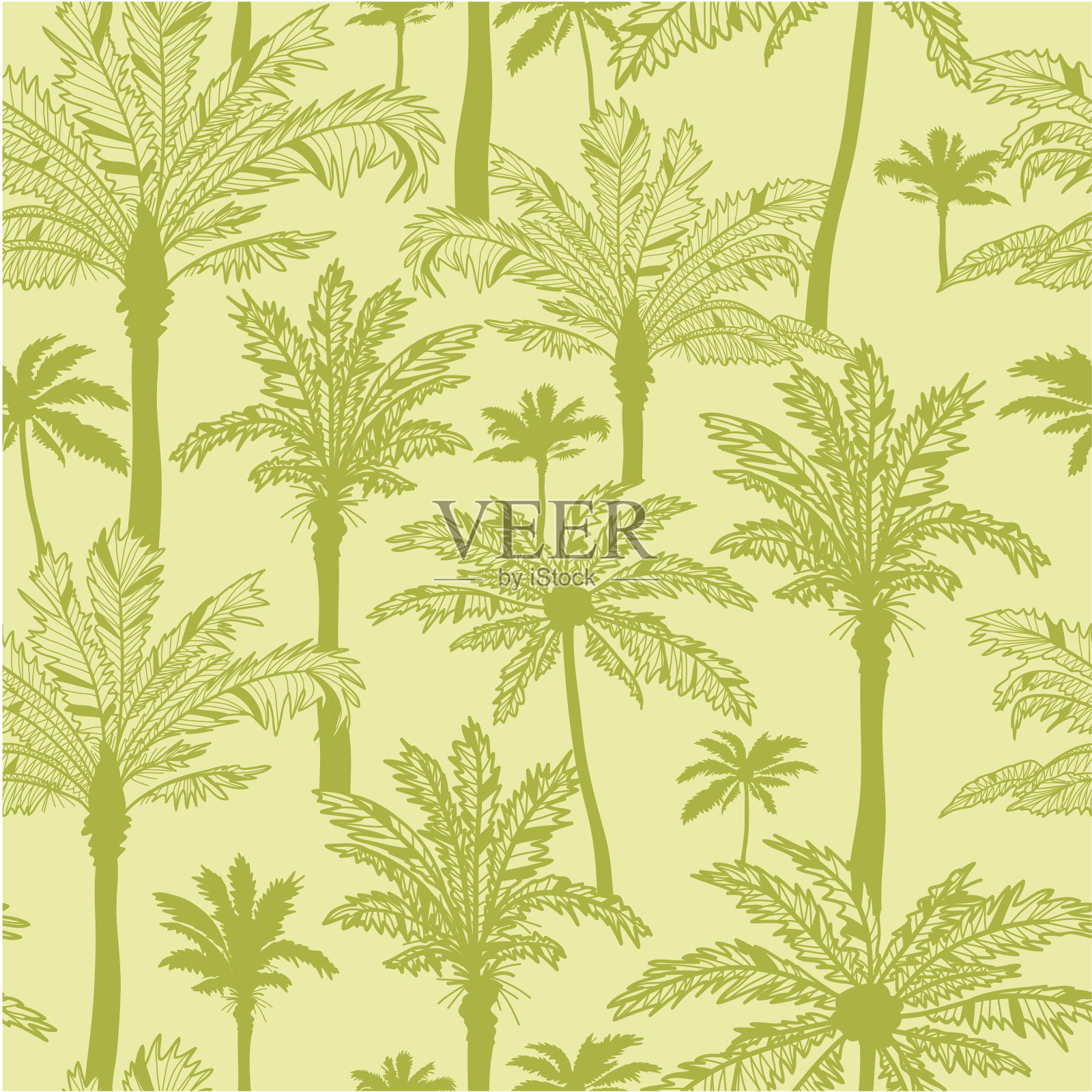棕榈树无缝模式背景设计元素图片