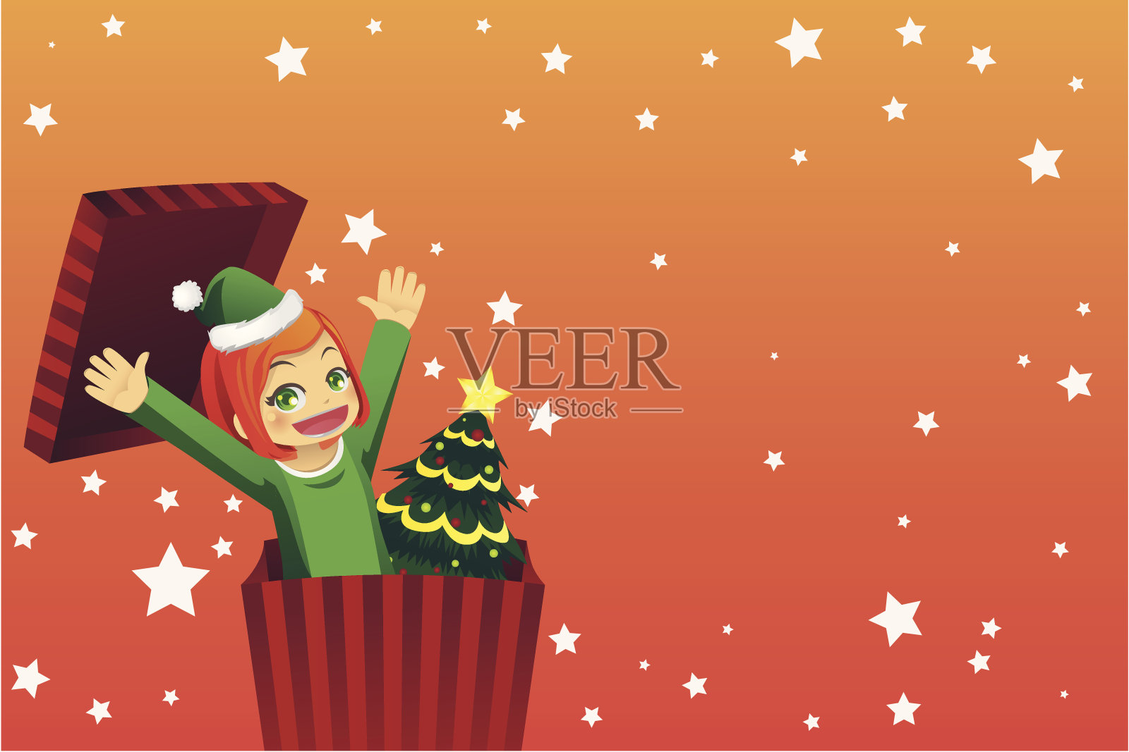 圣诞节的女孩插画图片素材