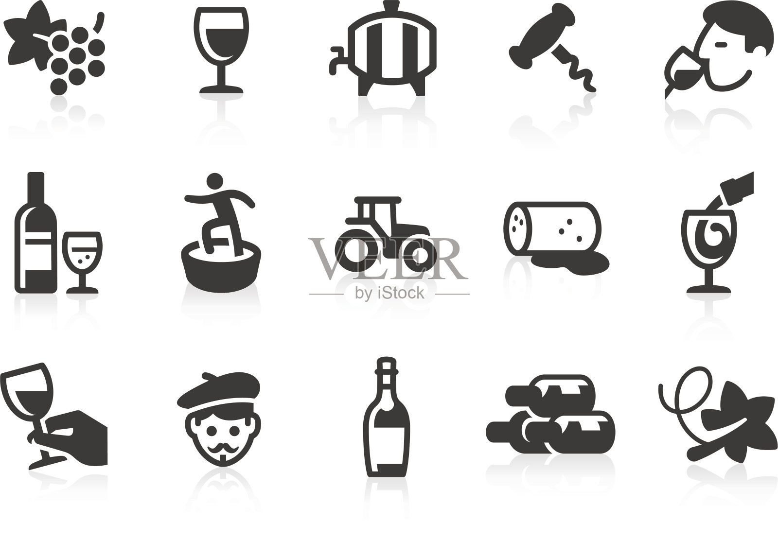 葡萄酒和葡萄园的标志图标素材