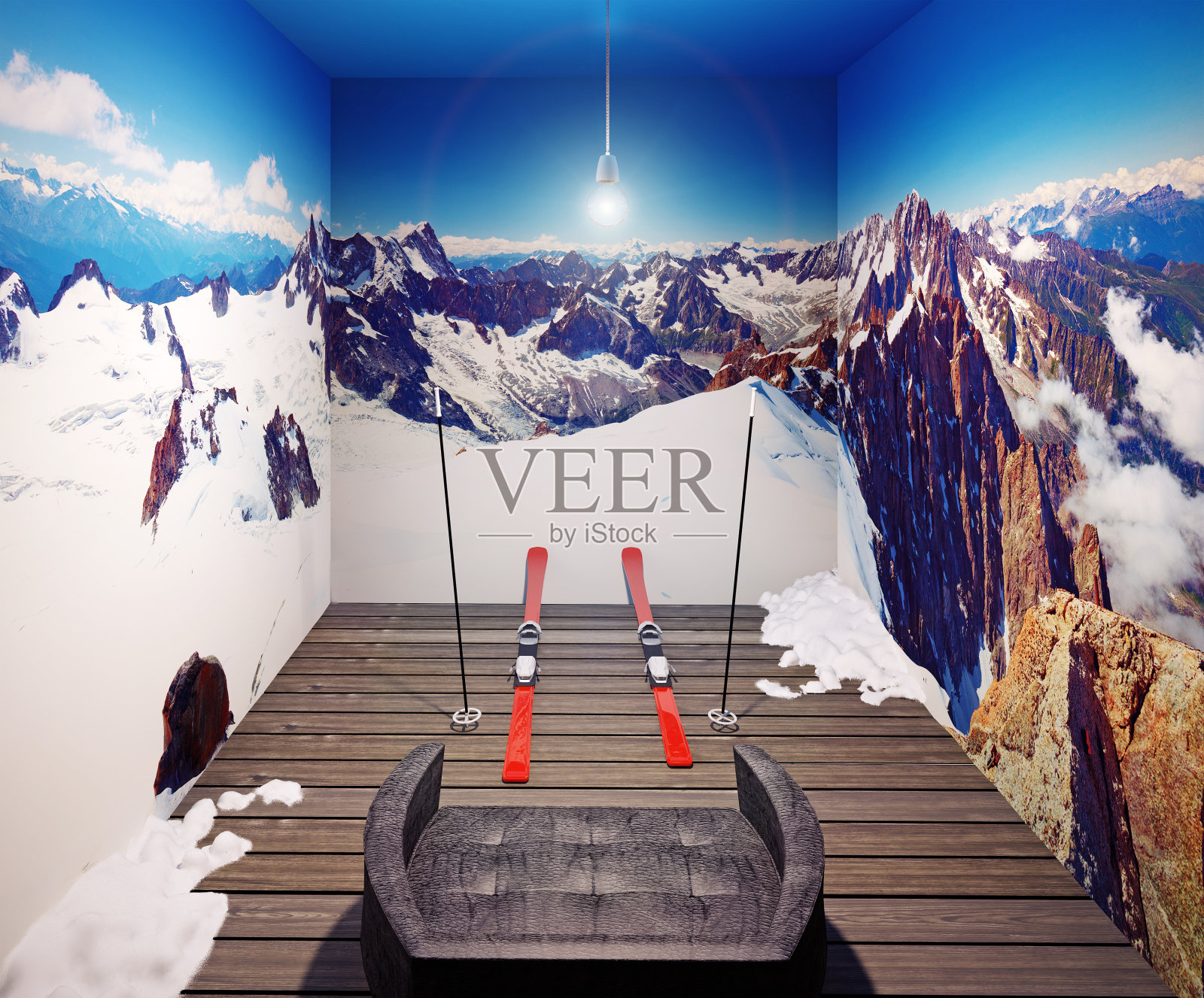 扶手椅和滑雪照片摄影图片