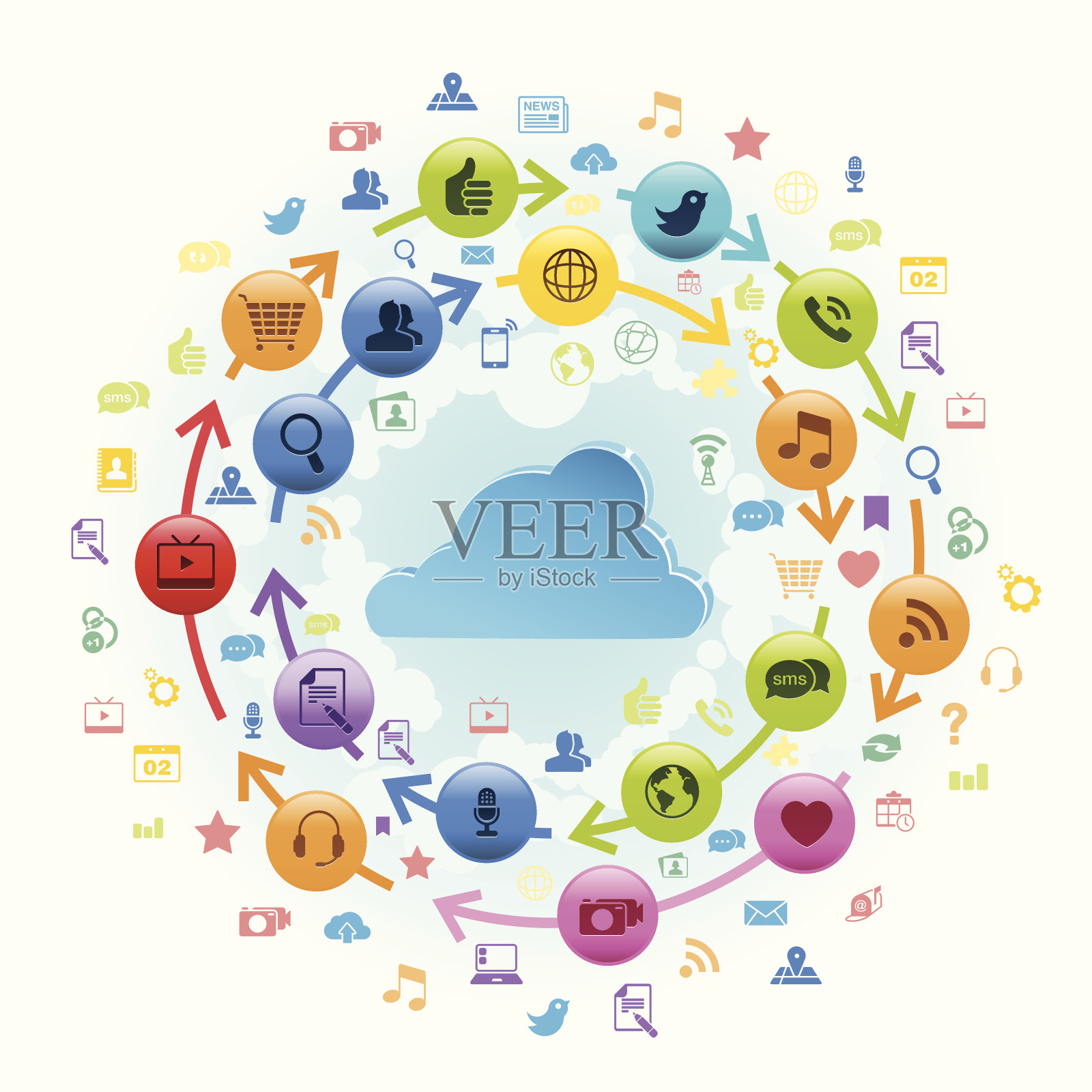 云计算旋转插画图片素材