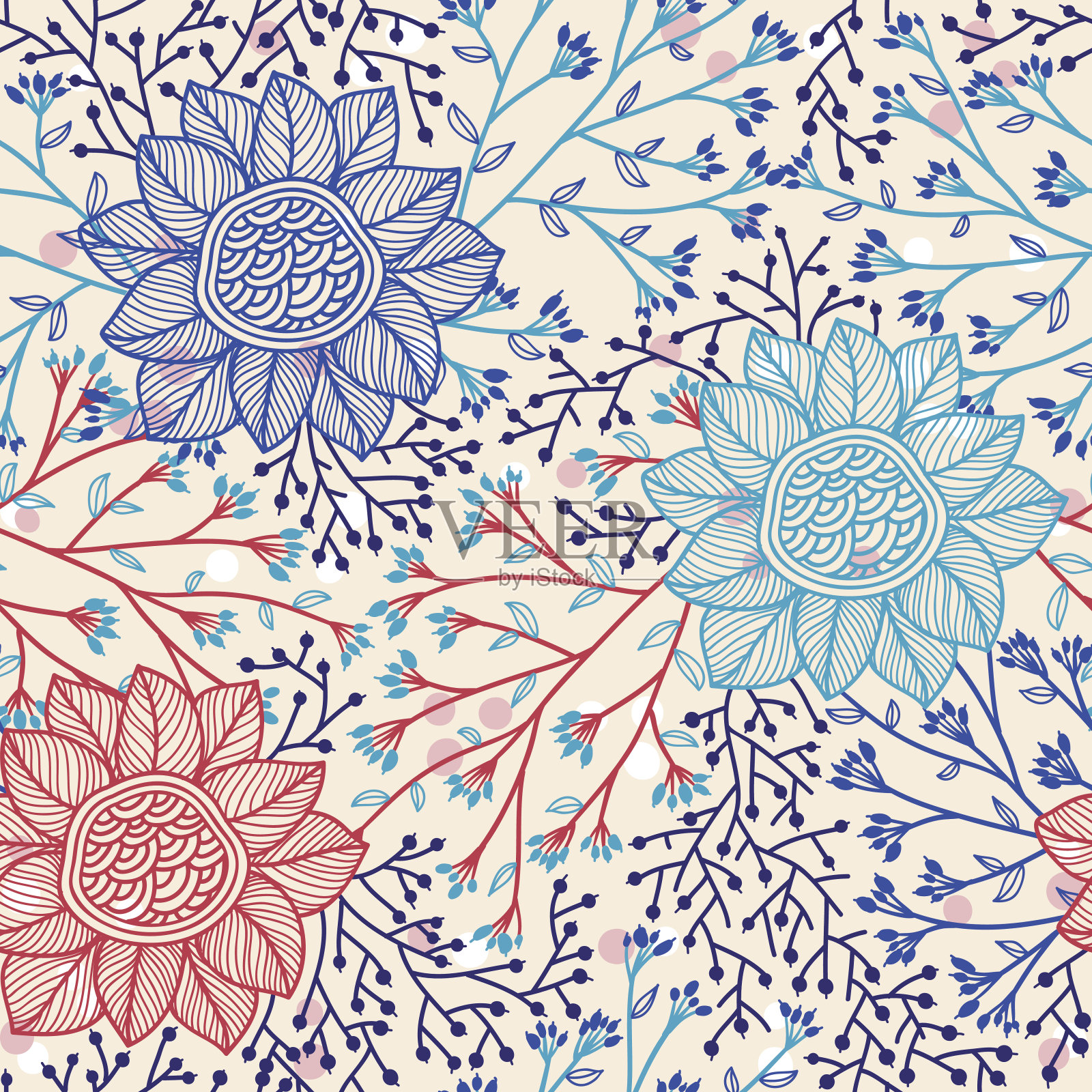 矢量无缝花型插画图片素材