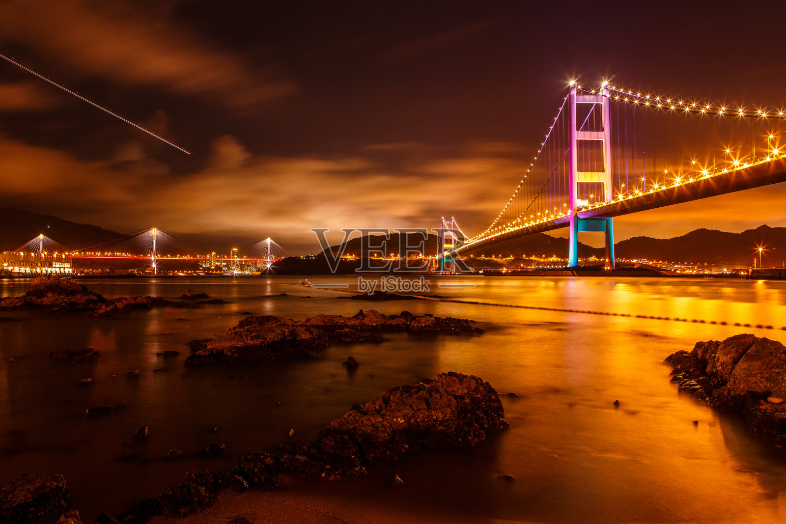 香港青马大桥夜景照片摄影图片