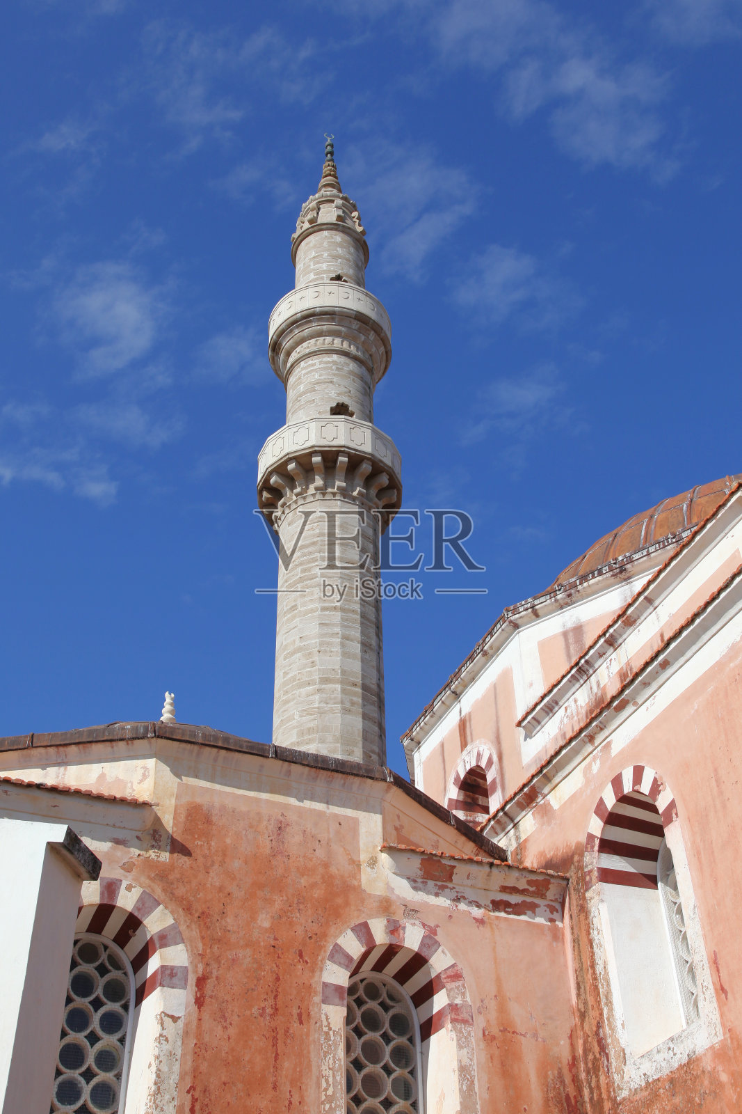 罗德岛苏莱曼清真寺的尖塔照片摄影图片