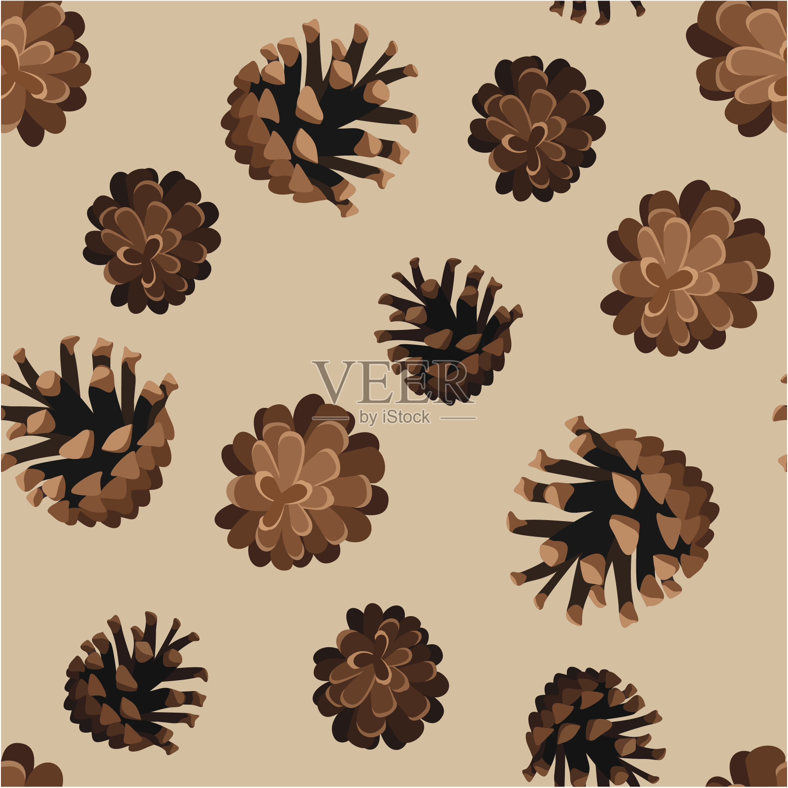 无缝背景与松果。矢量插图。插画图片素材