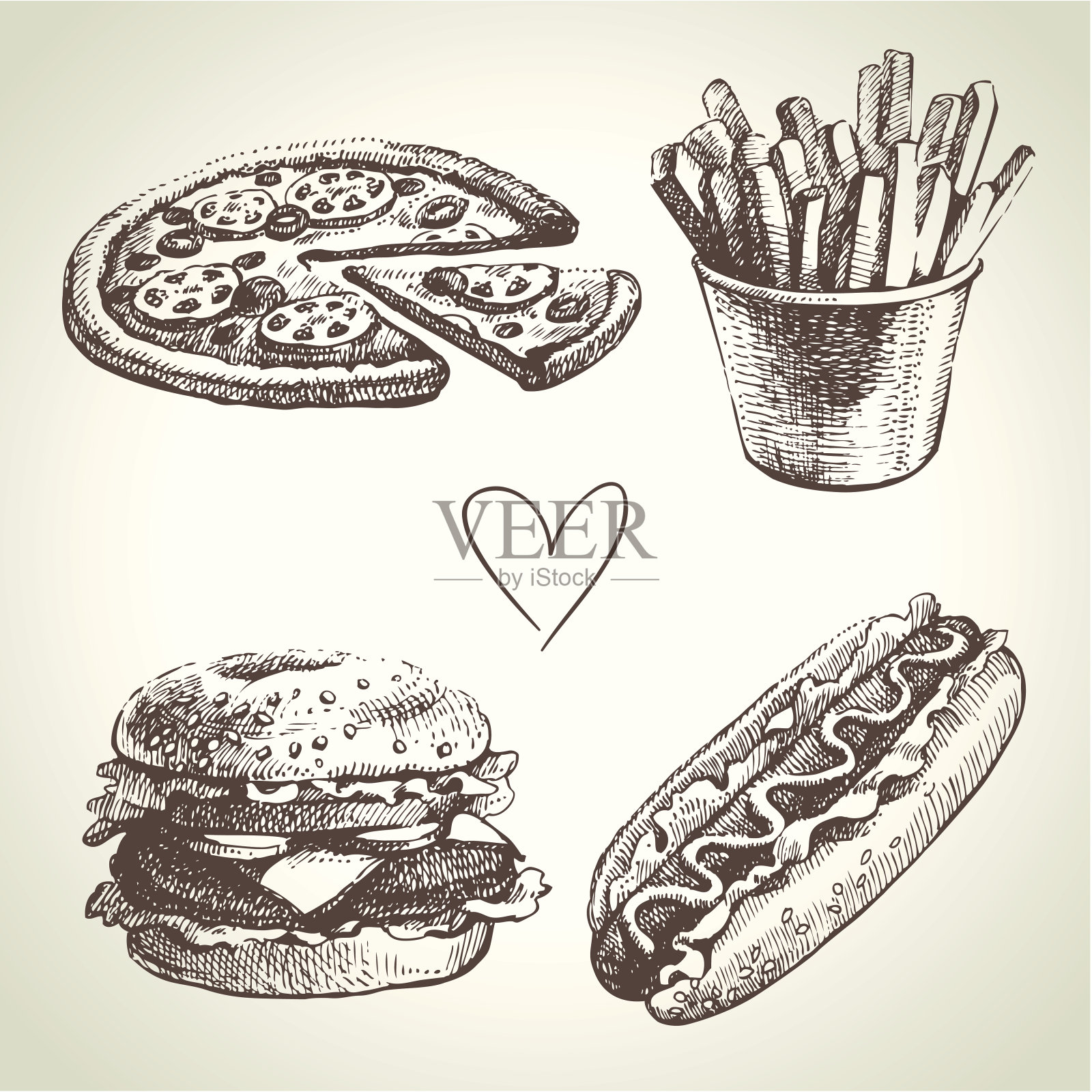 快餐食品集插画图片素材