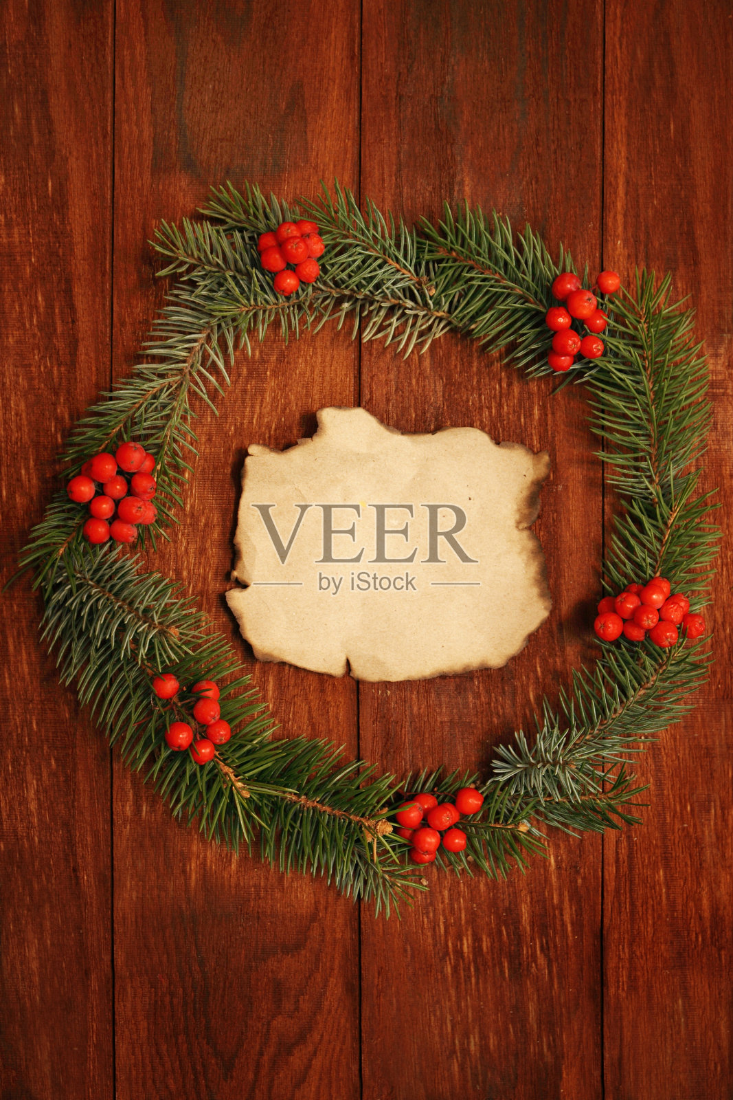 冷杉枝花环照片摄影图片