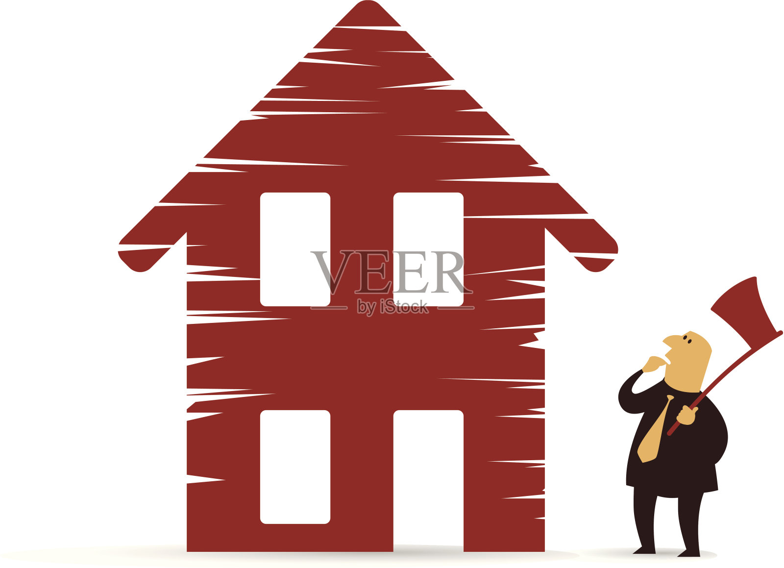 拖欠房屋债务的催收人插画图片素材