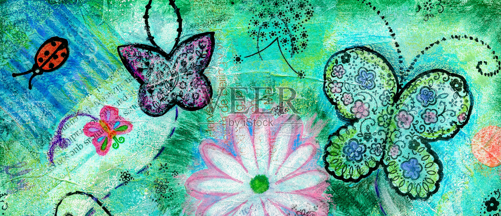 剪贴簿垃圾复古艺术标题插画图片素材