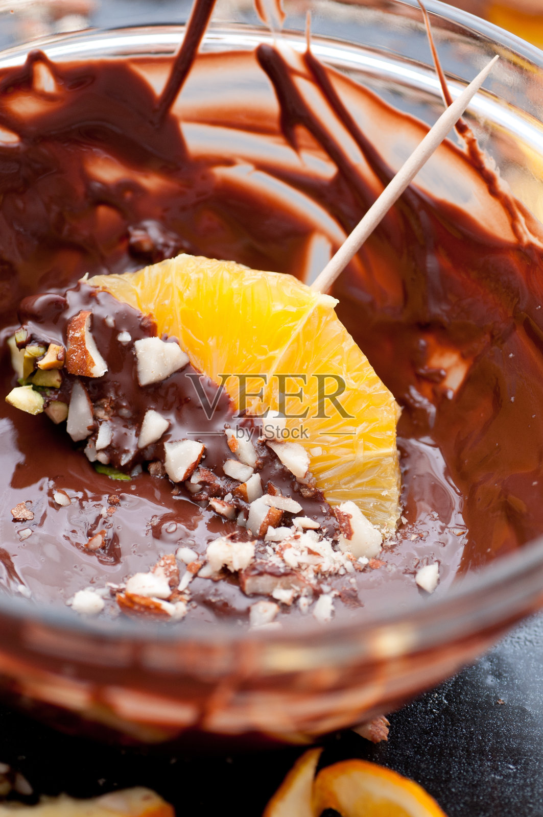 巧克力蘸橙片照片摄影图片