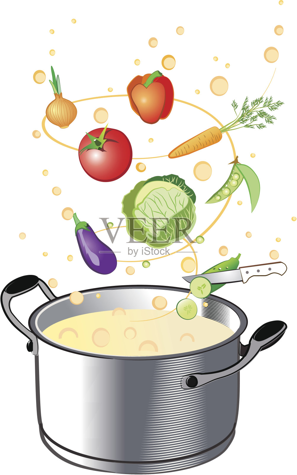 煮在锅里插画图片素材