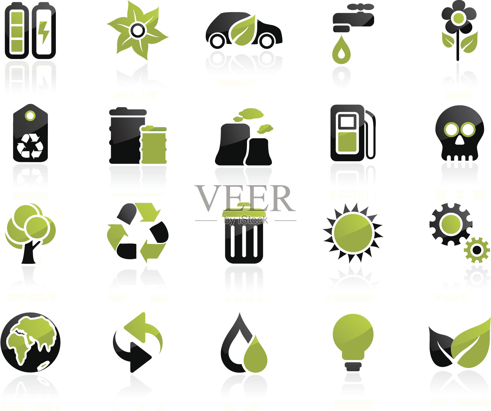 绿色和黑色环境图标集图标素材