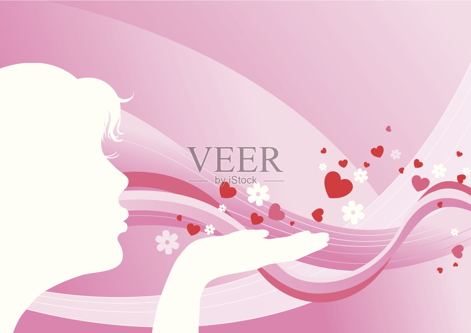 女孩送飞吻插画图片素材