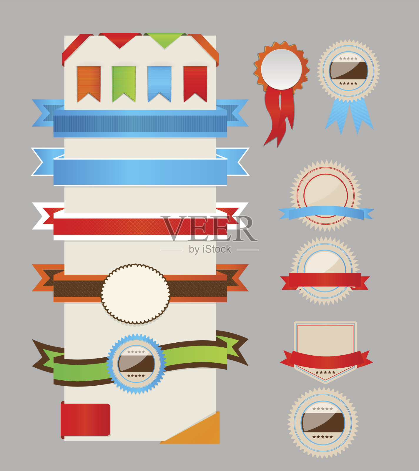 复古丝带和标签。矢量插图。插画图片素材