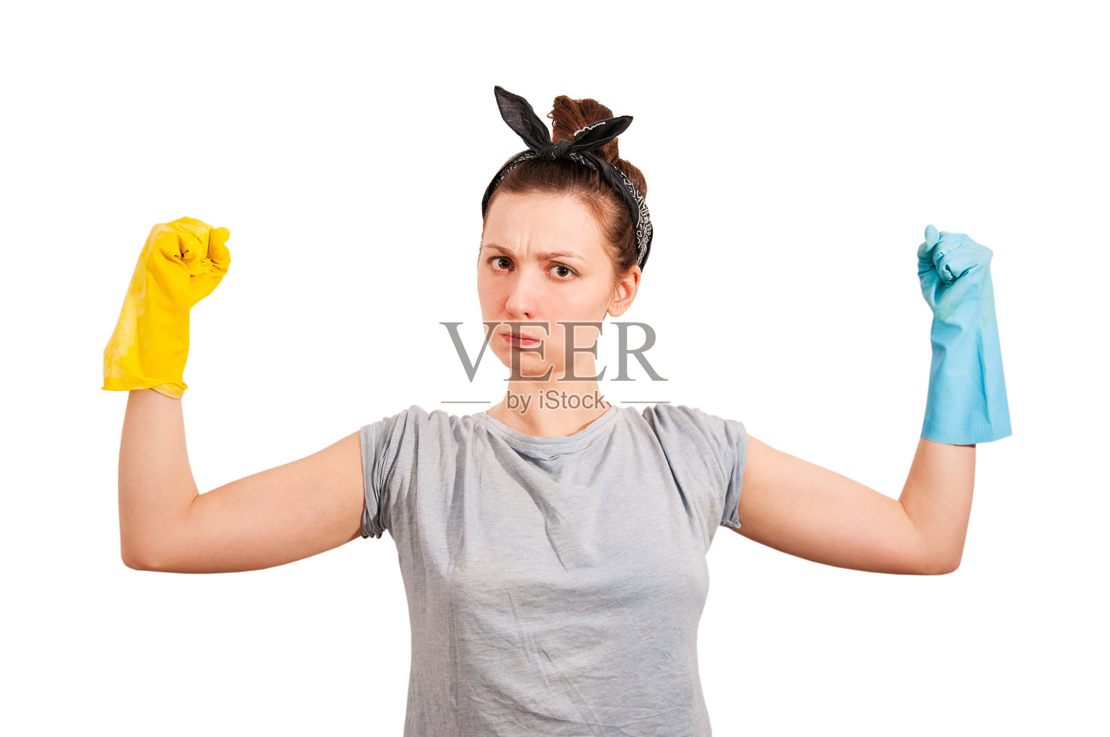 女孩在手套照片摄影图片