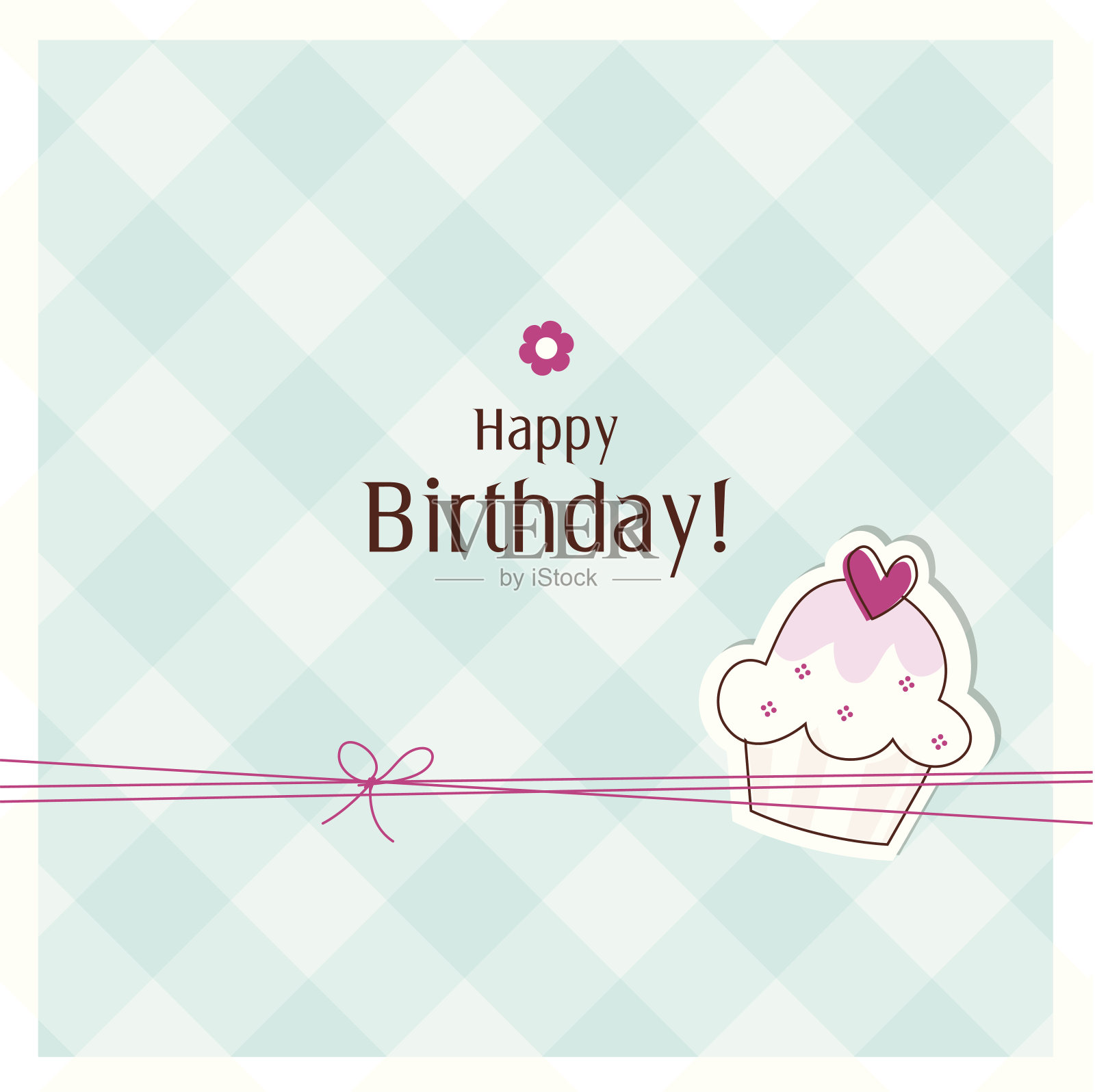 生日贺卡，封面是小蛋糕设计模板素材