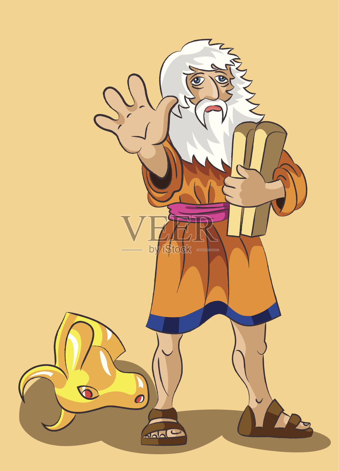 摩西和戒律石插画图片素材