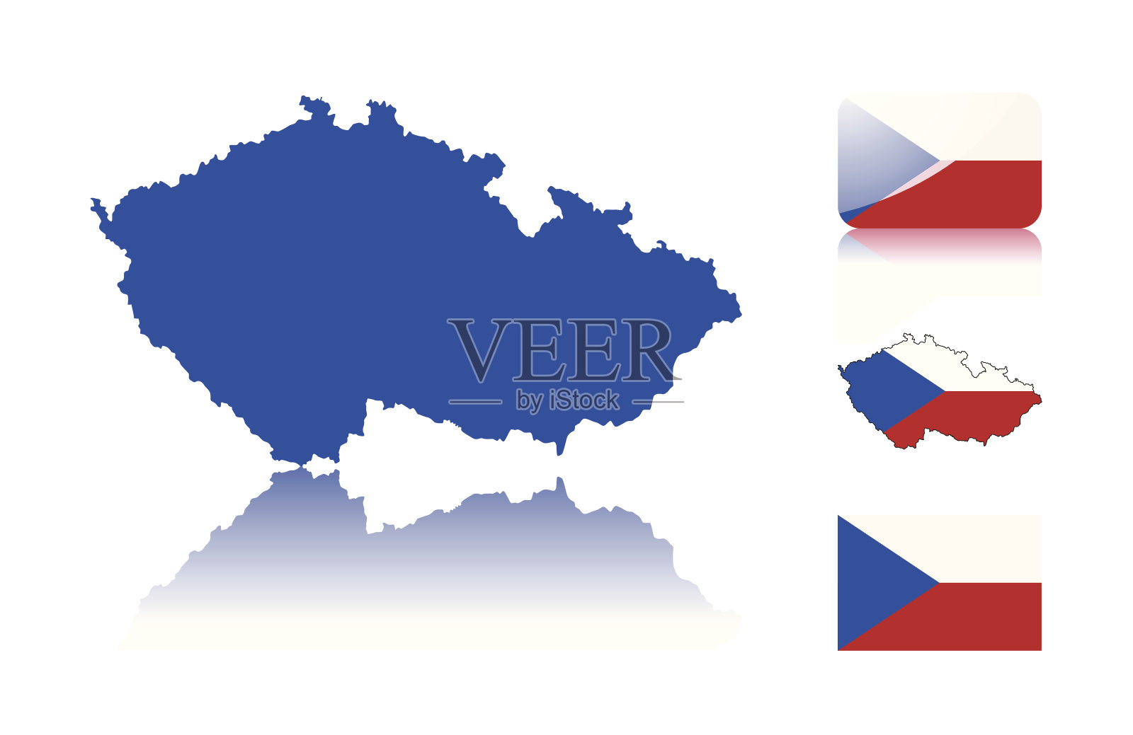 捷克地图和旗帜插画图片素材