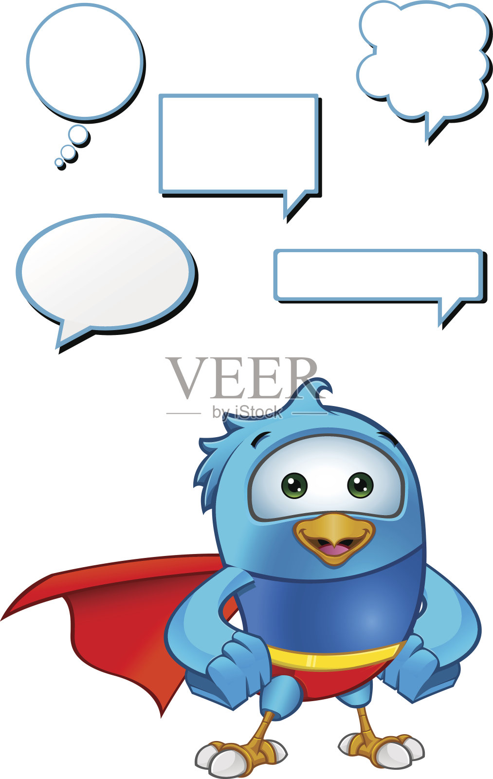 超级蓝鸟-手在臀部插画图片素材