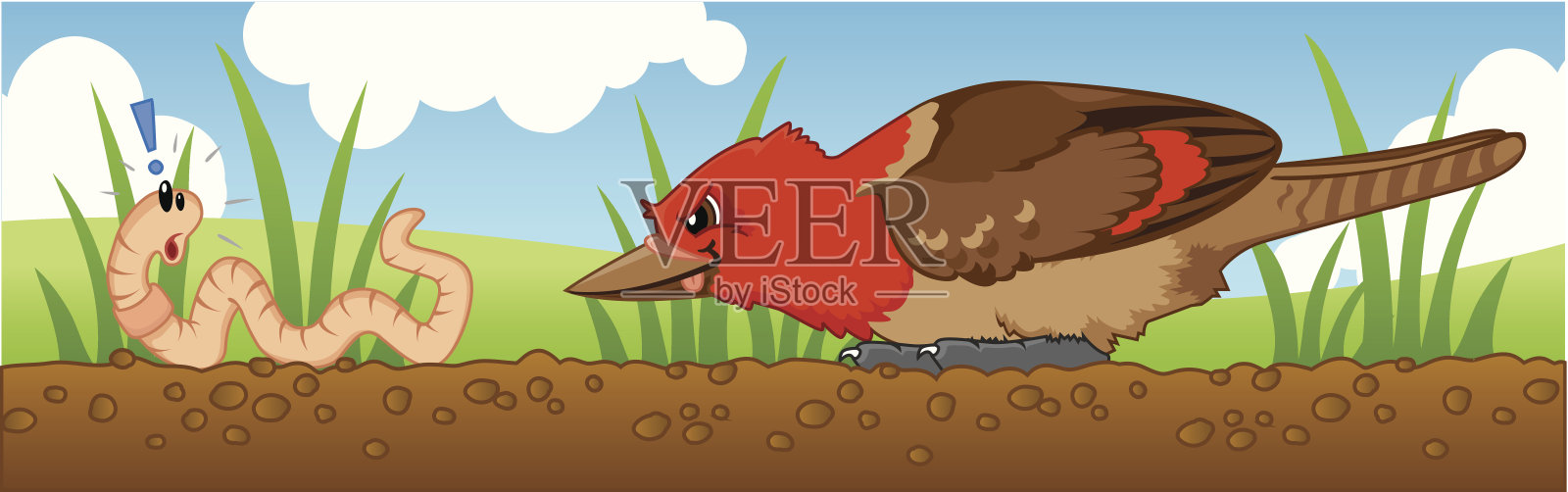 早起的鸟儿有虫吃插画图片素材