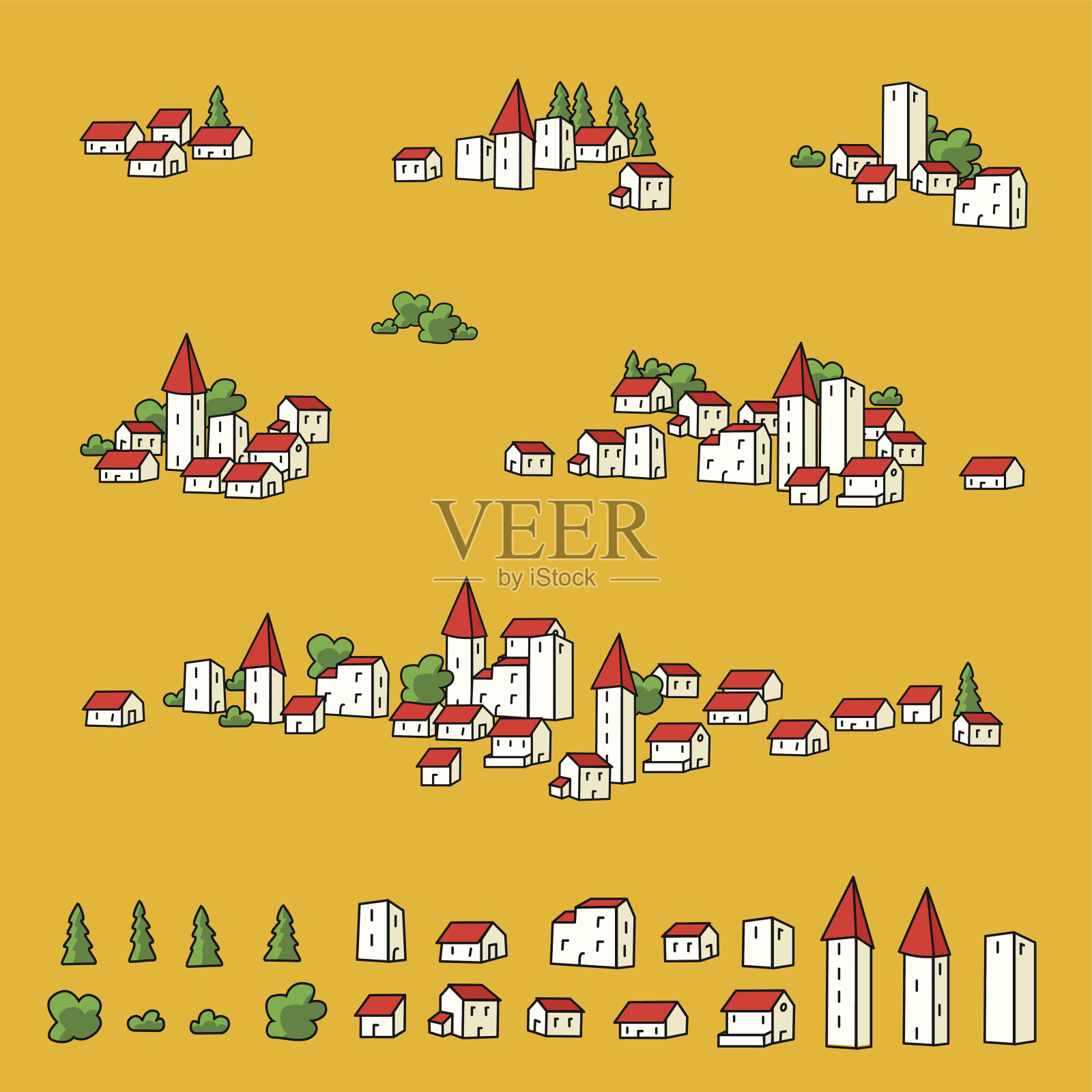 城镇地图插画图片素材