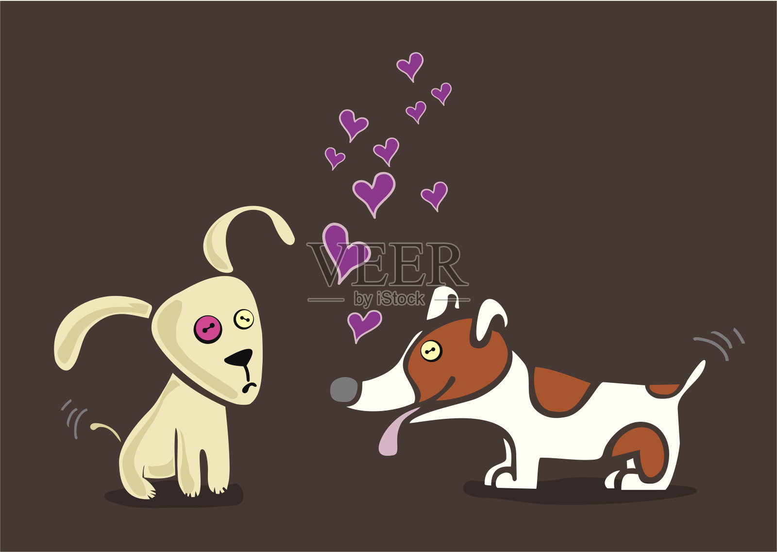 迷恋的小狗插画图片素材