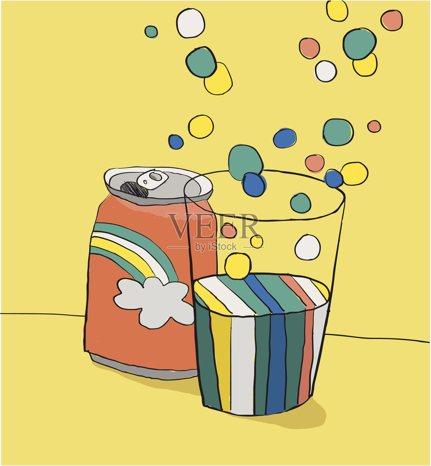 彩虹苏打水插画图片素材