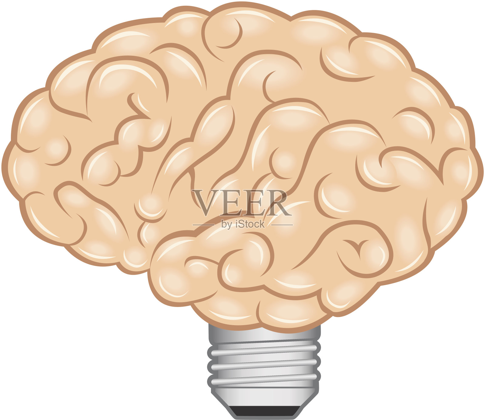 大脑灯泡插画图片素材