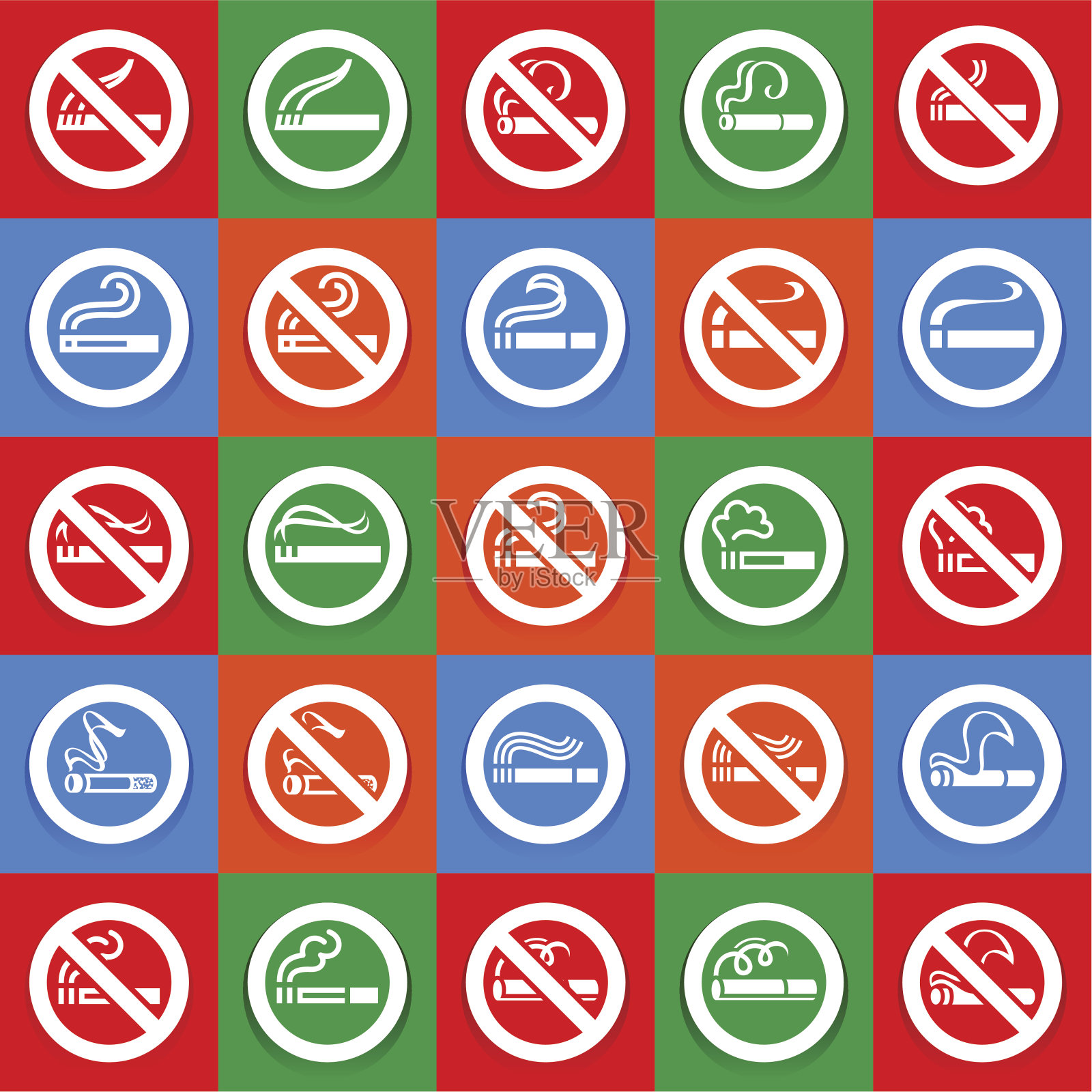 禁止吸烟区-大套贴插画图片素材