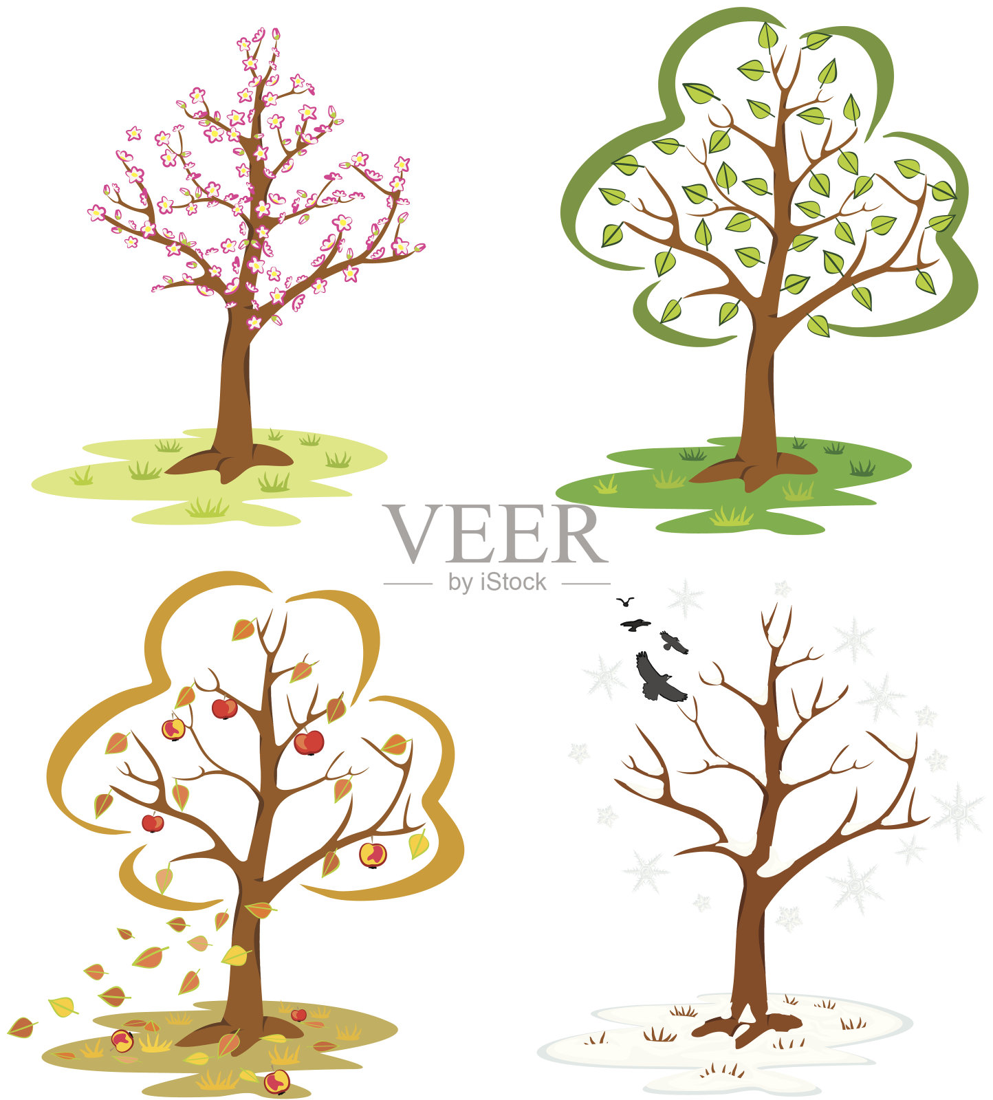四个季节插画图片素材