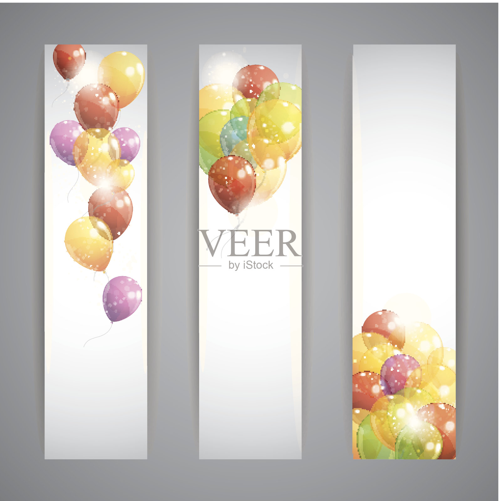 一套带有彩色气球的节日横幅插画图片素材
