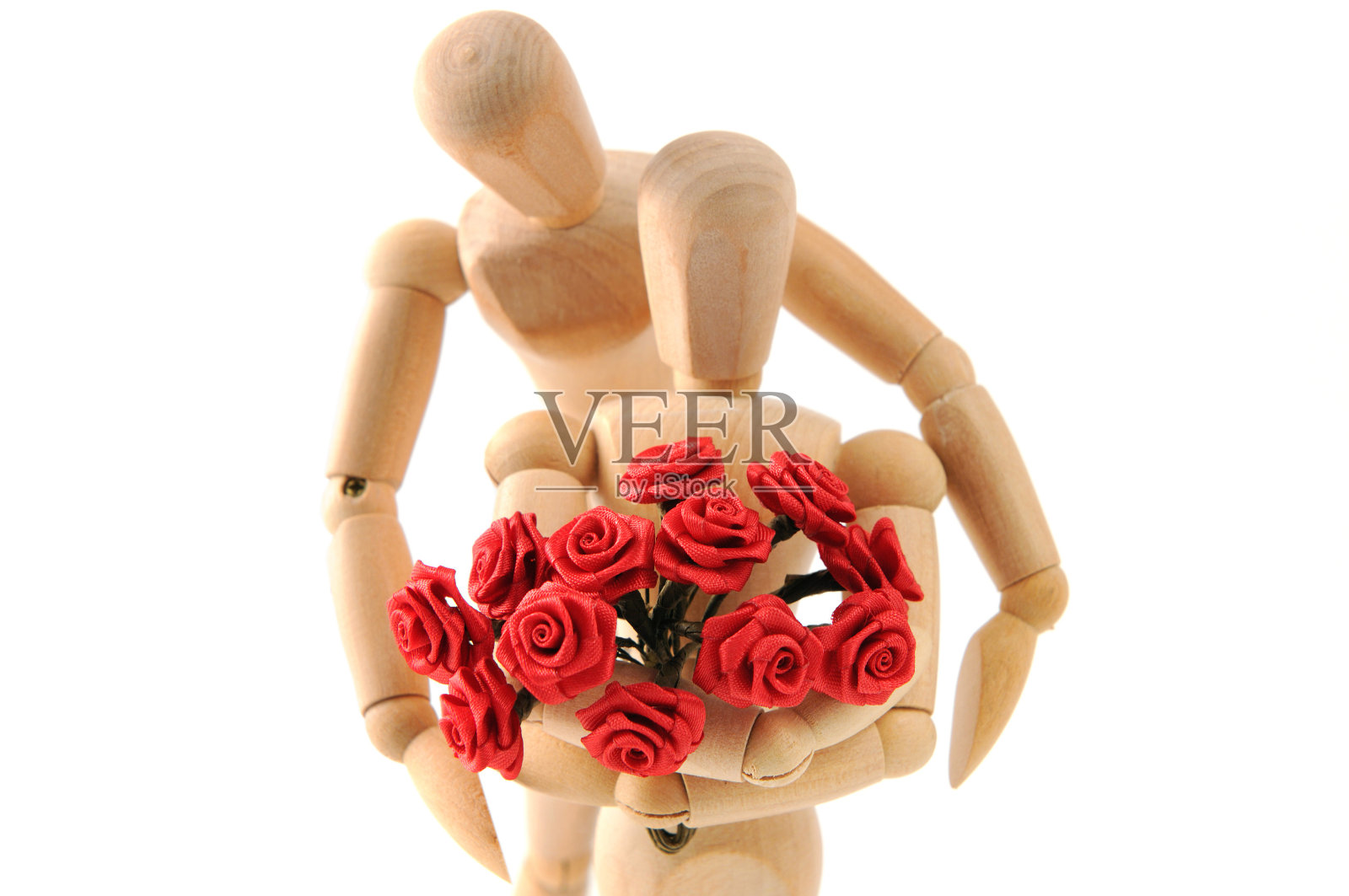 展示爱意的木制人体模型照片摄影图片