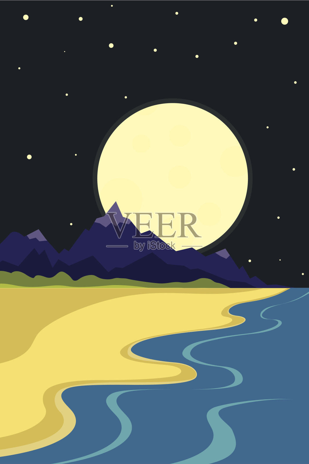 晚上的风景插画图片素材