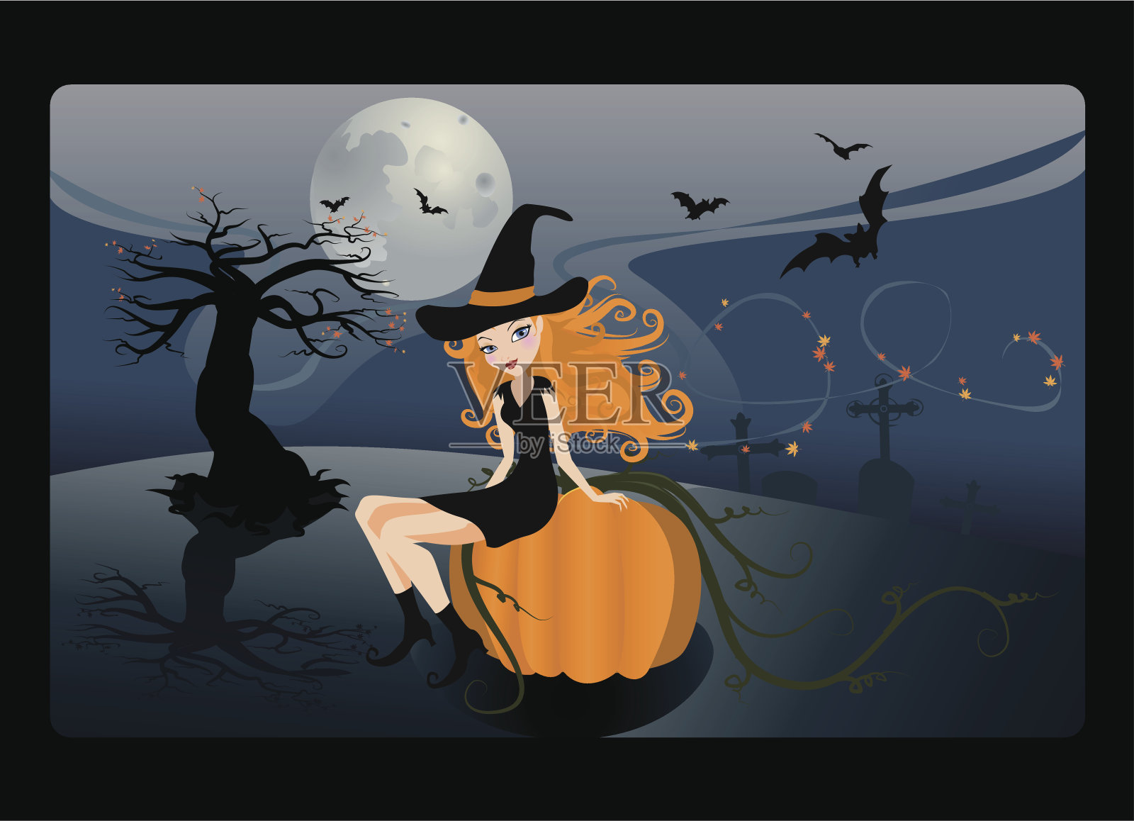 小女巫插画图片素材