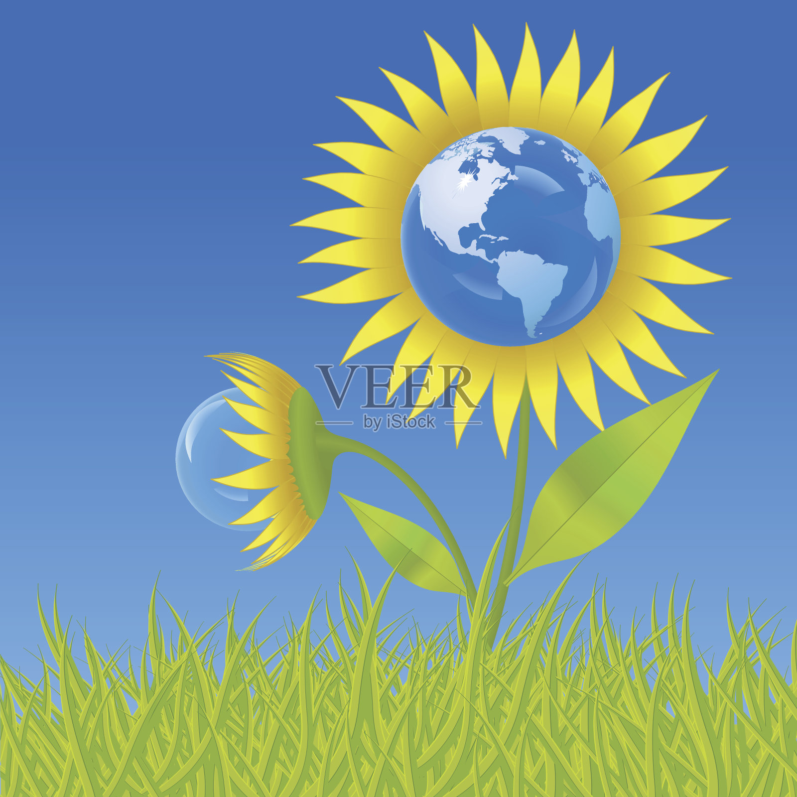 地球花插画图片素材