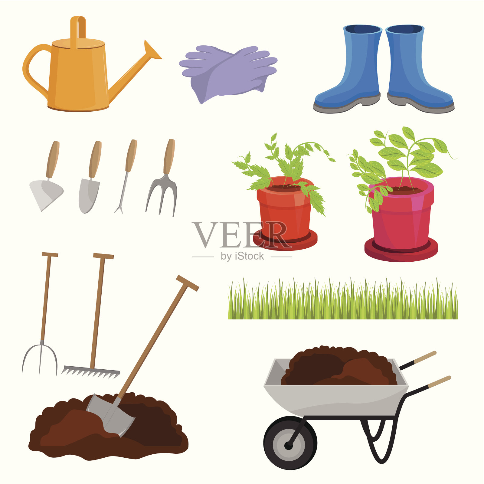 园艺对象集插画图片素材
