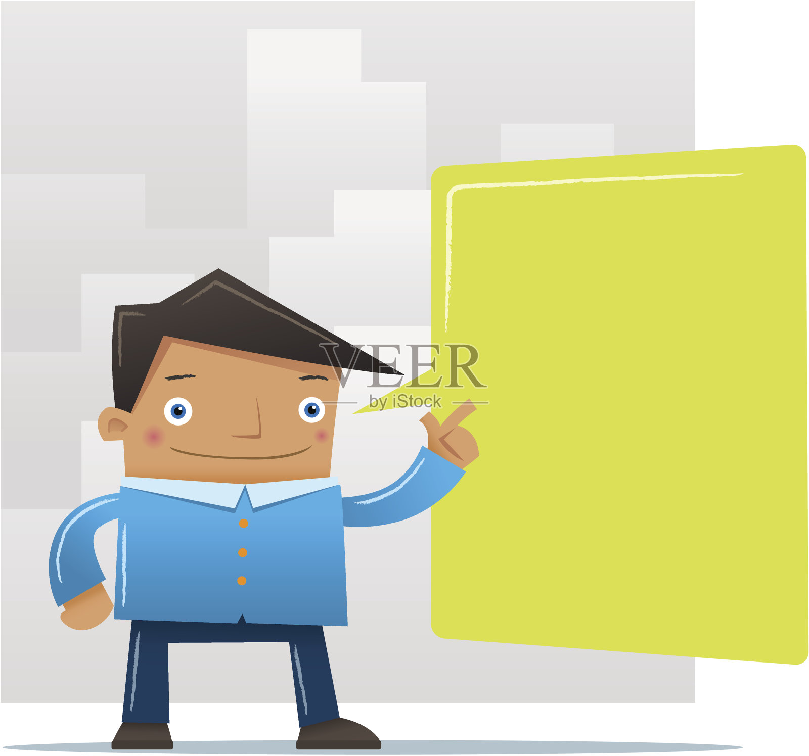 男人指着并解释插画图片素材