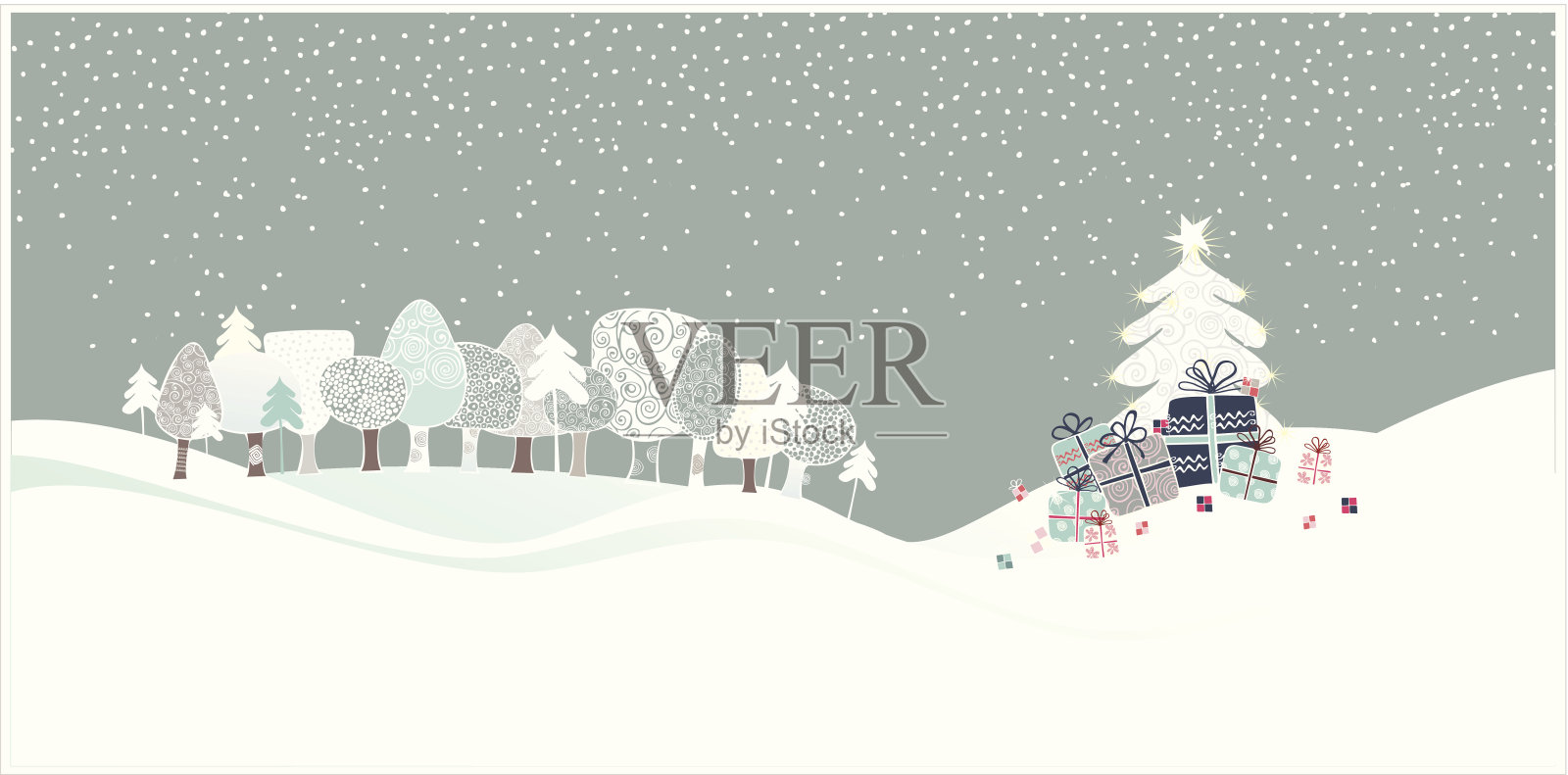 圣诞树林插画图片素材