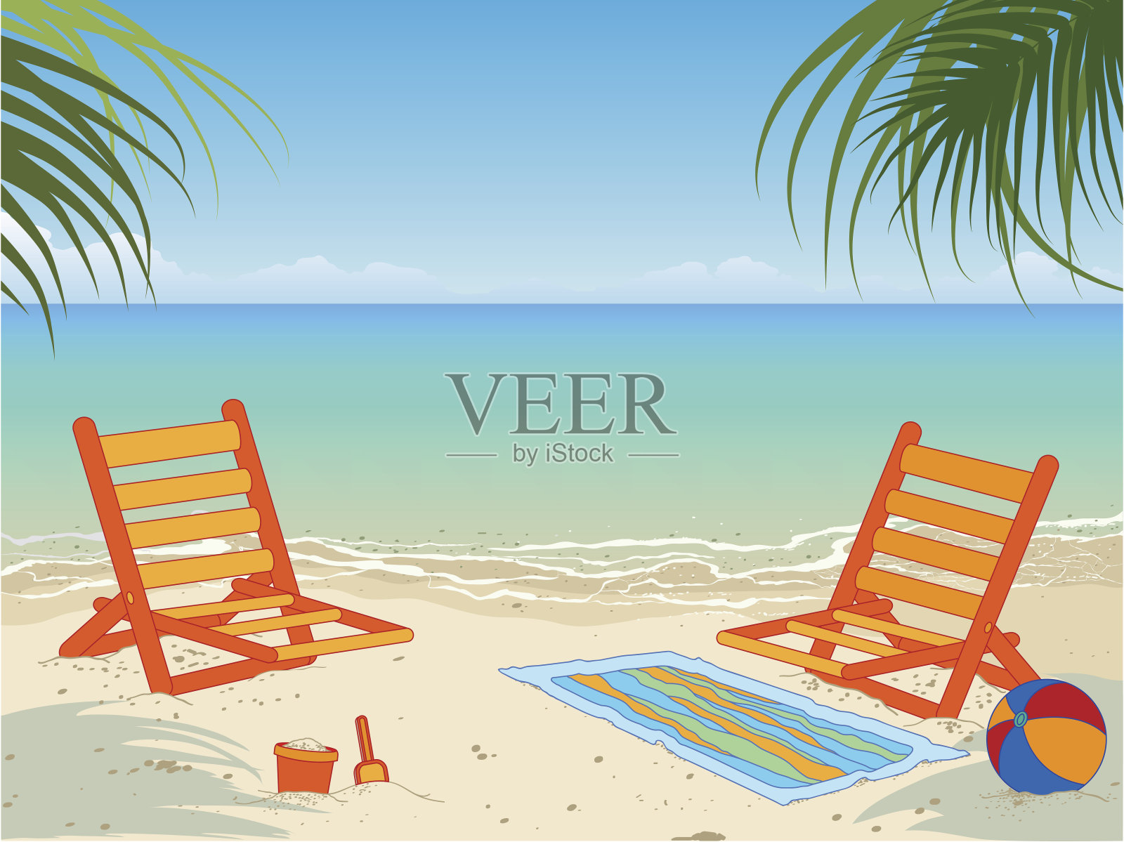 热带海滩插画图片素材