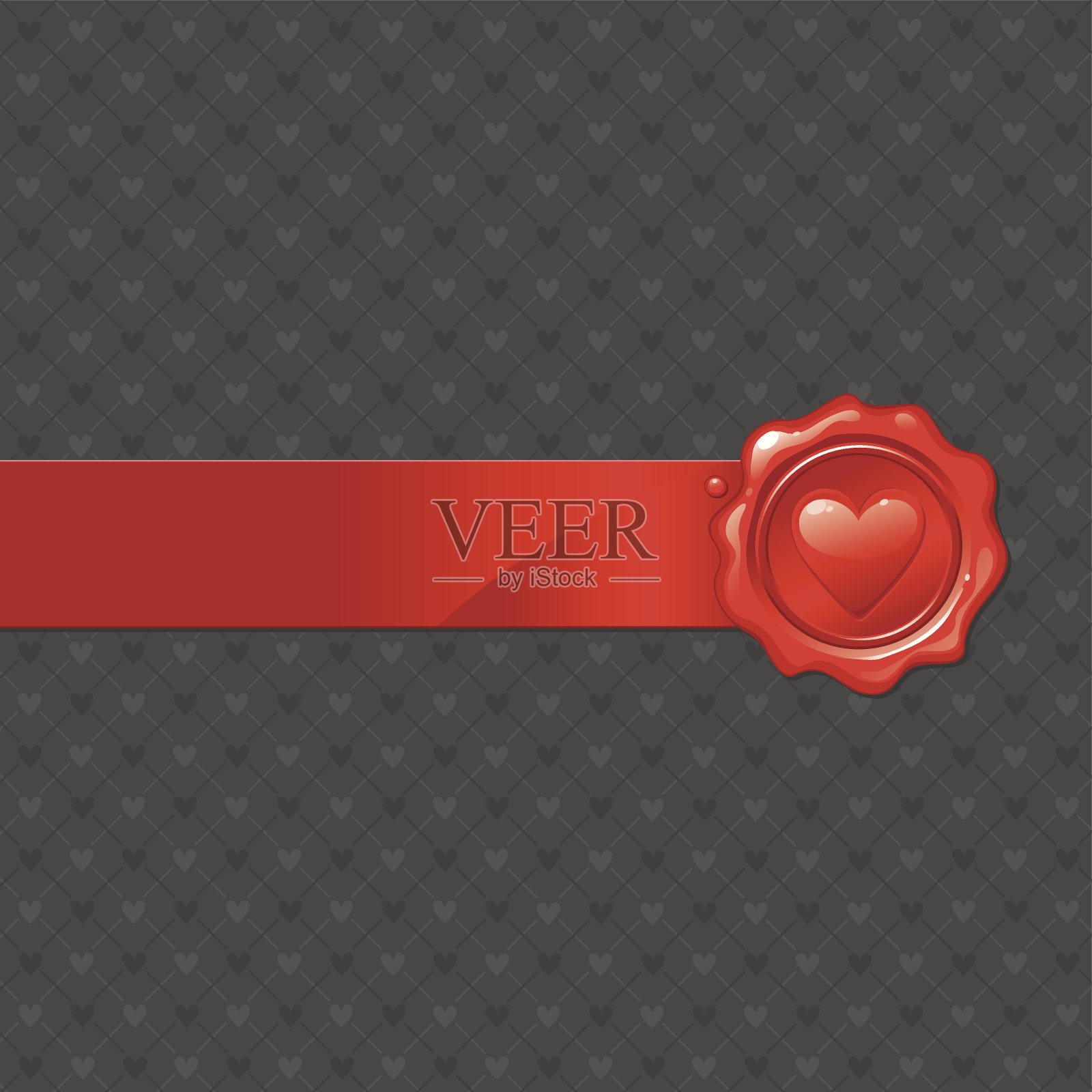 矢量抽象情人插图与心密封蜡邮票插画图片素材