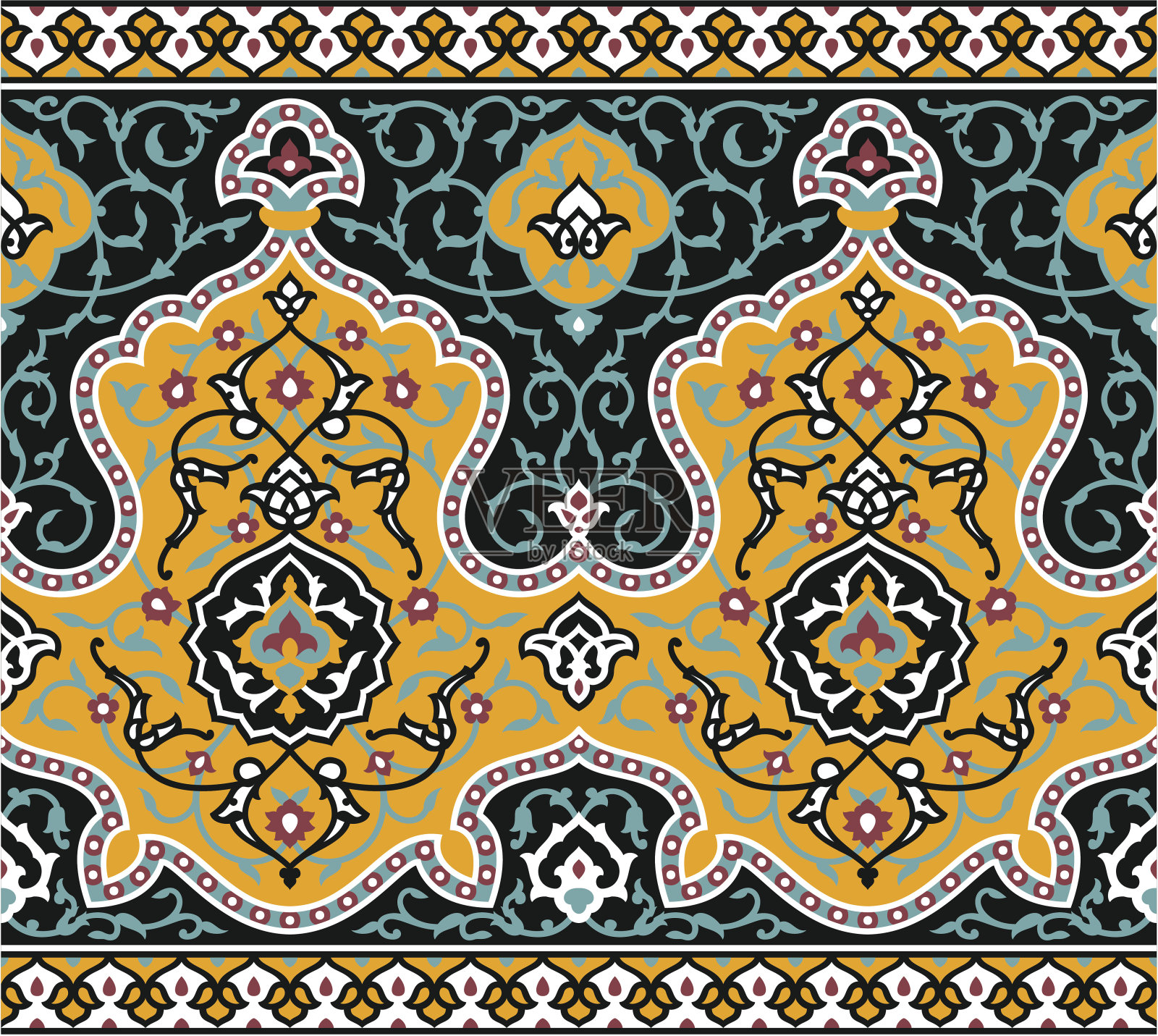 阿拉伯花无缝边设计模板素材