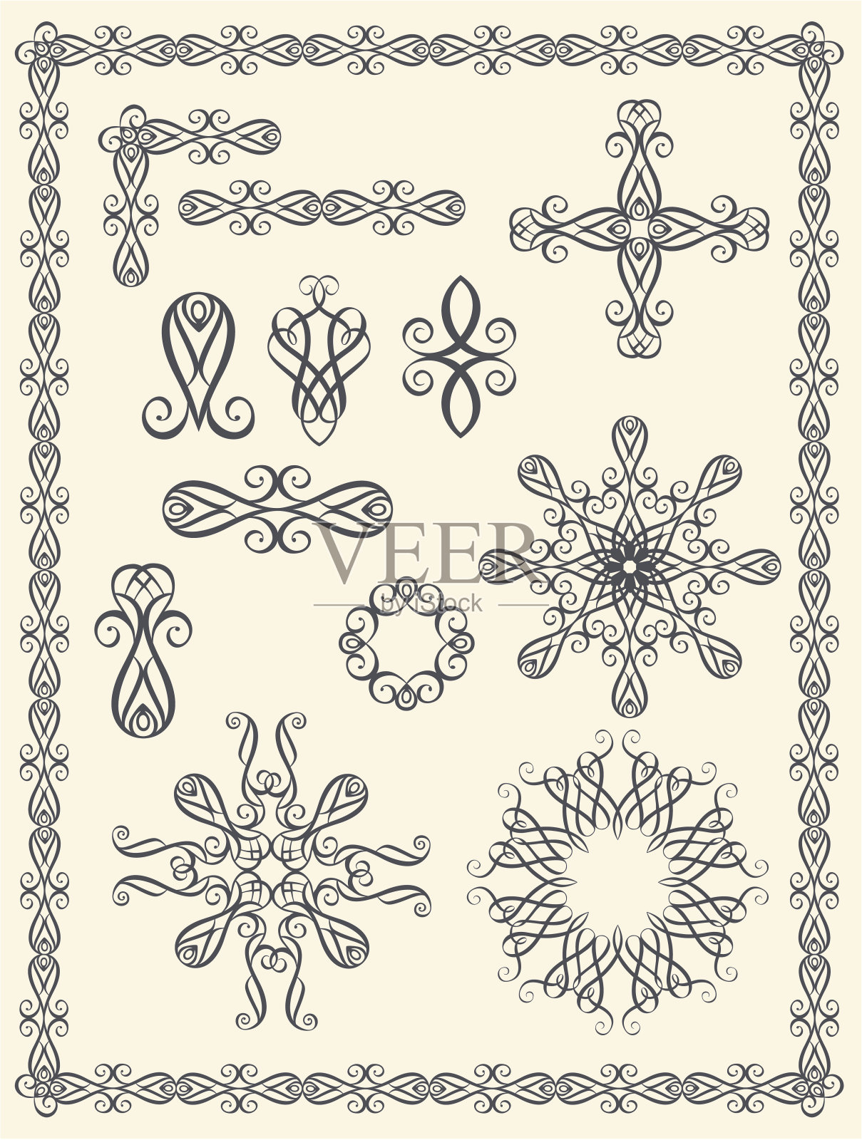 书法元素插画图片素材