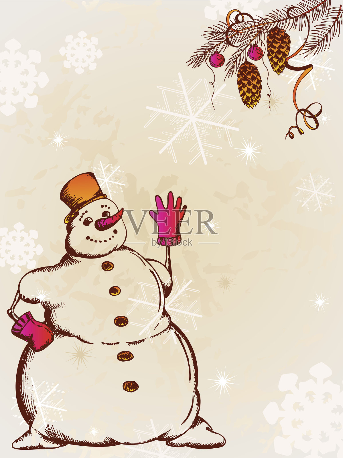 复古的圣诞贺卡设计元素图片