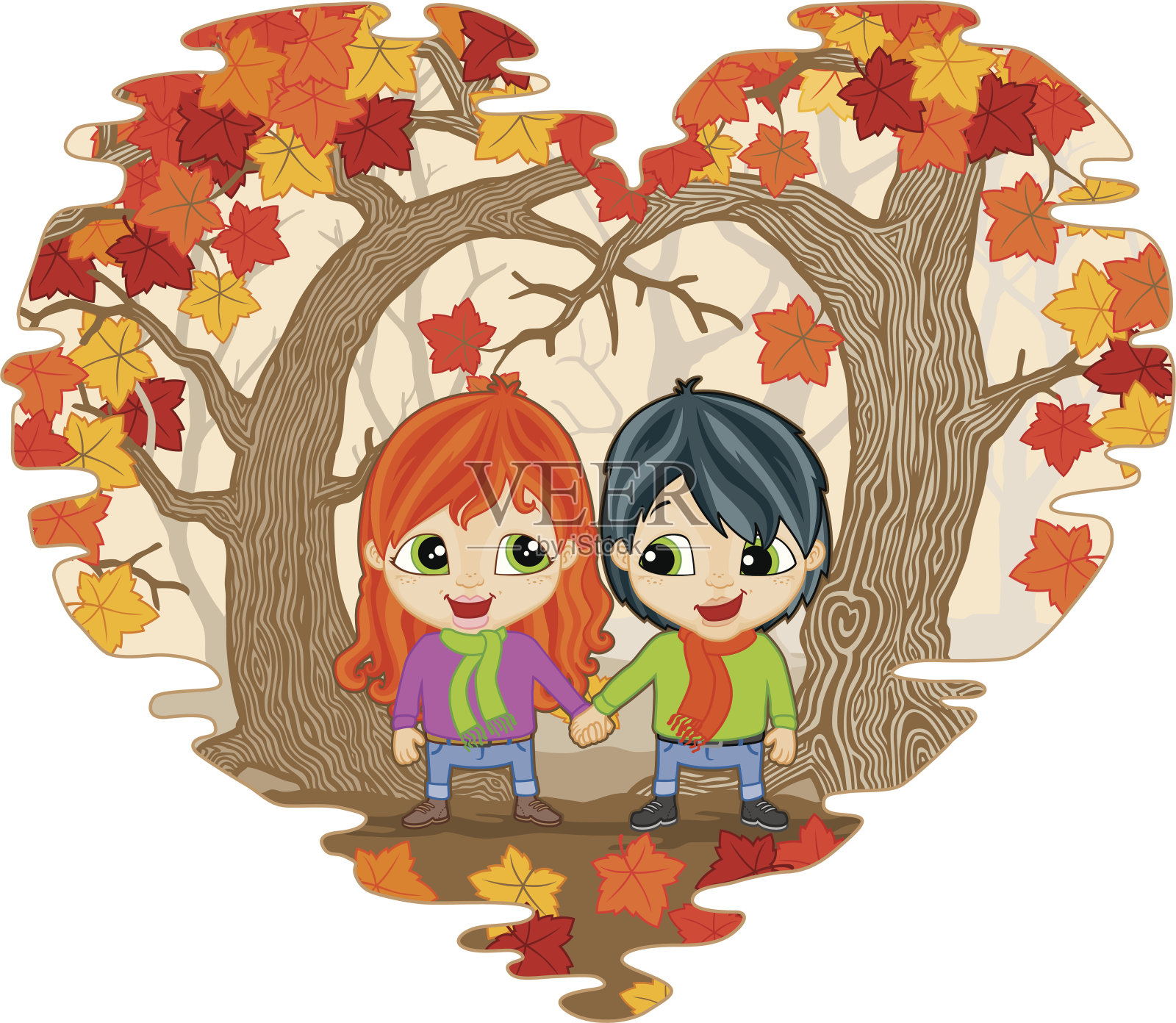 坠入爱河插画图片素材