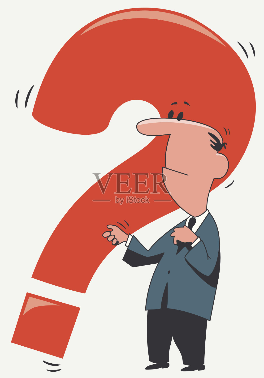 问红色问题的男人插画图片素材