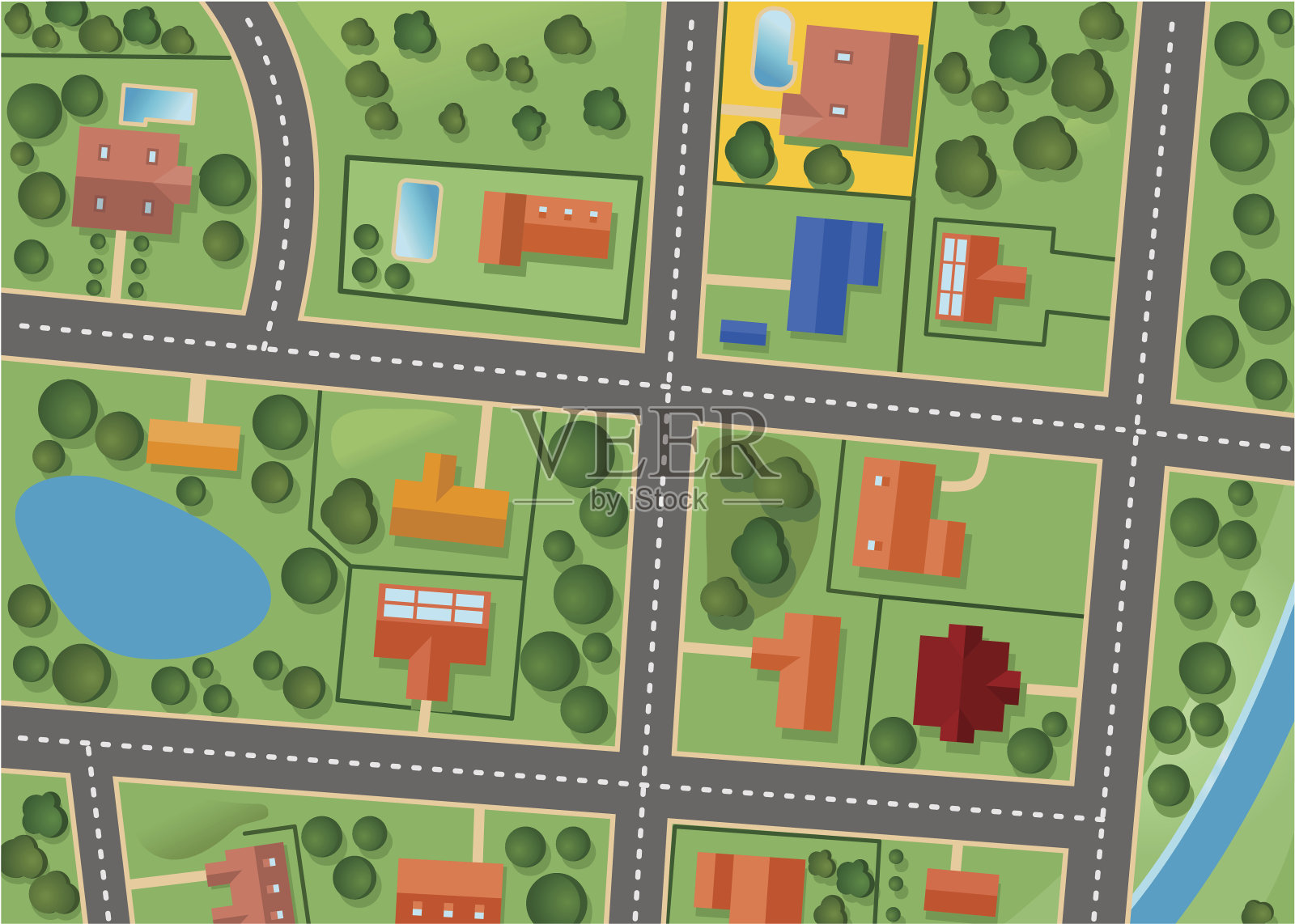 郊区地图插画图片素材