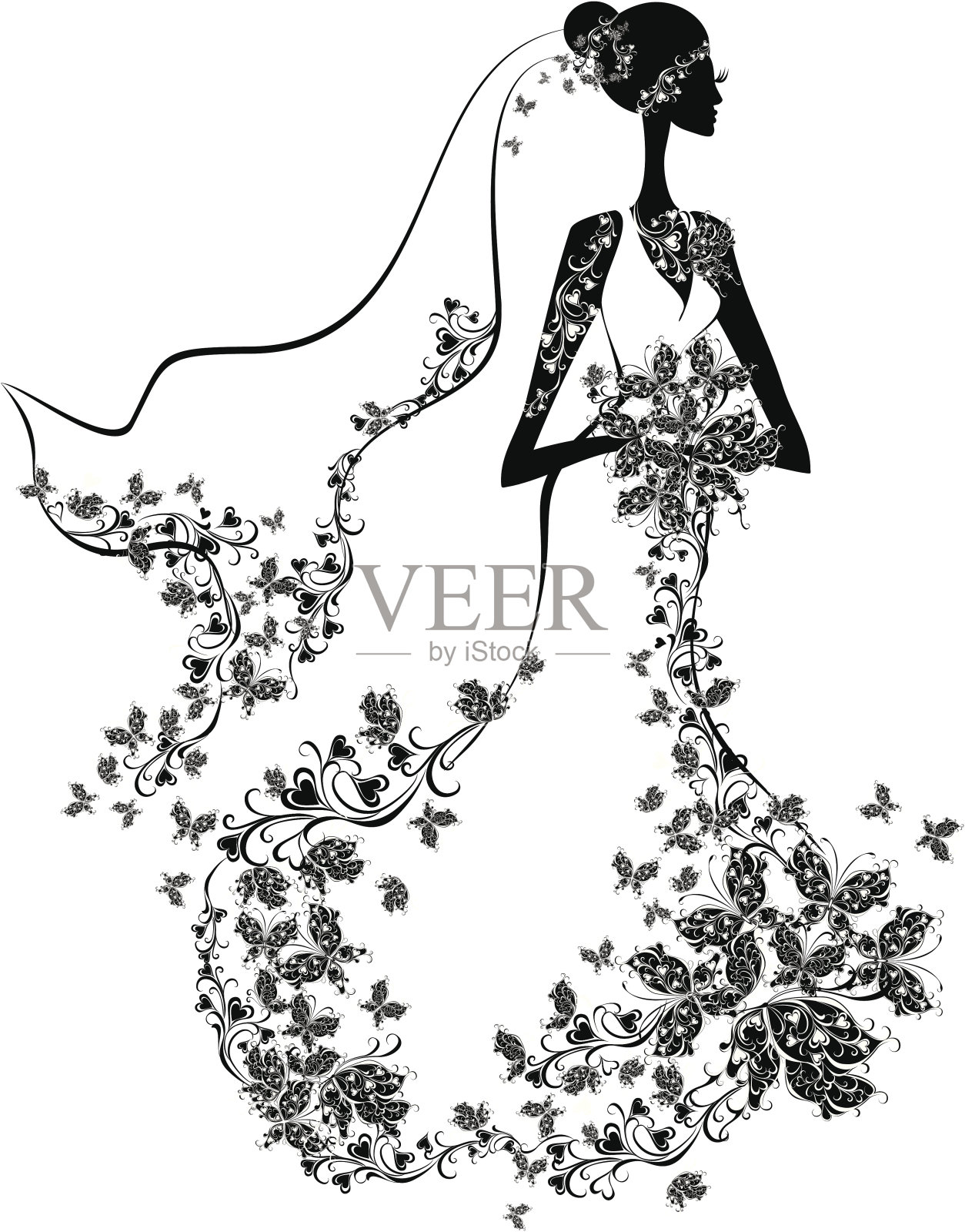 优雅的新娘插画图片素材
