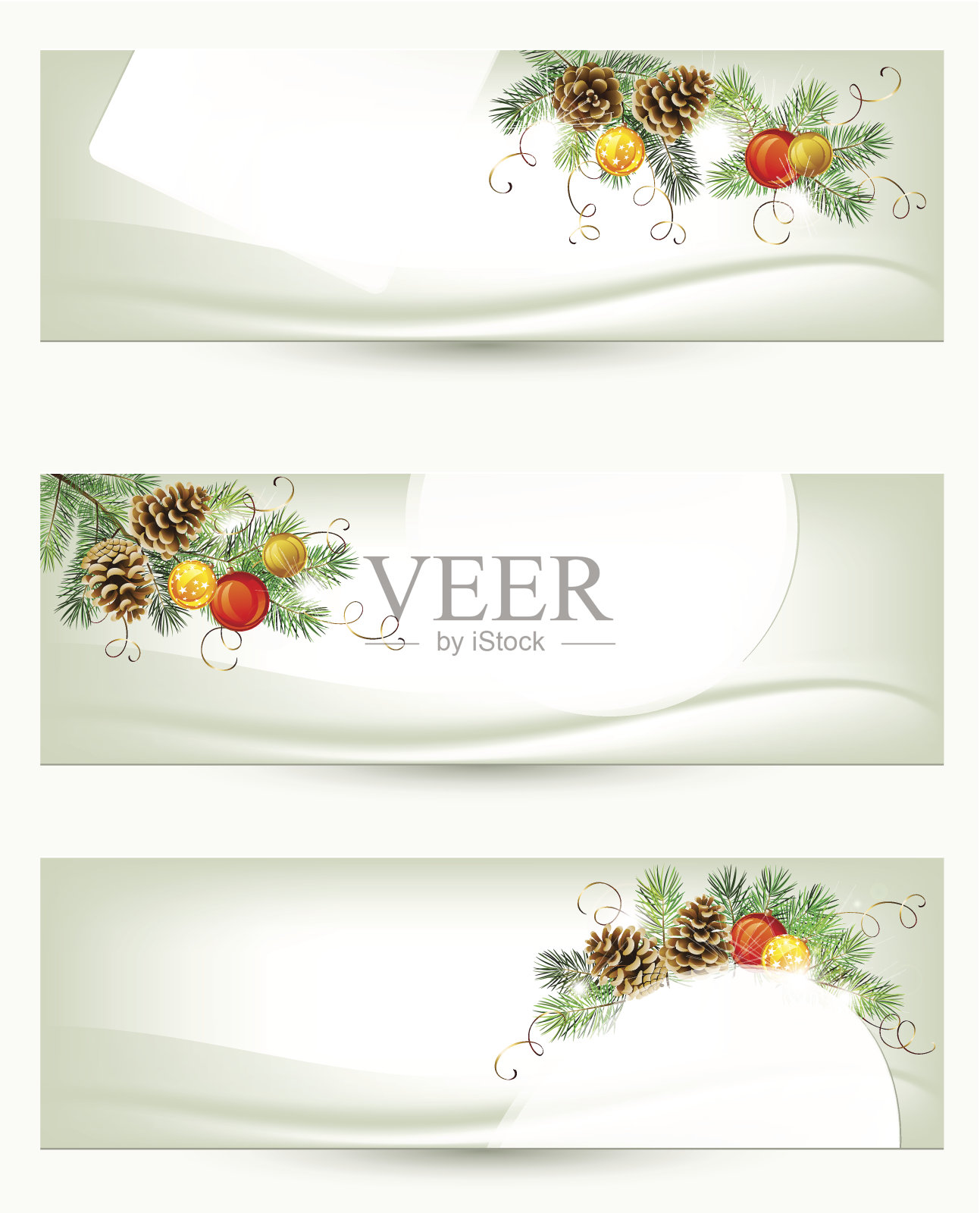 三个圣诞标语插画图片素材