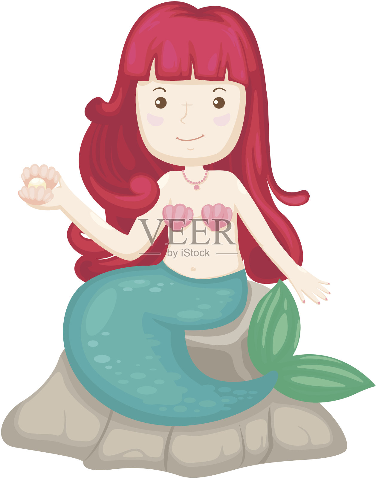 美丽的美人鱼向量插画图片素材