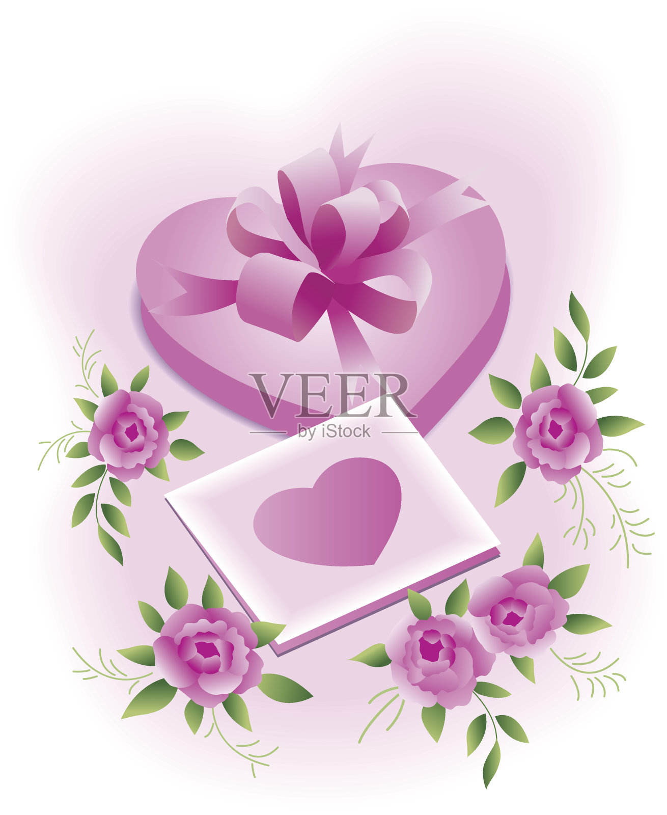 玫瑰，礼盒，贺卡插画图片素材